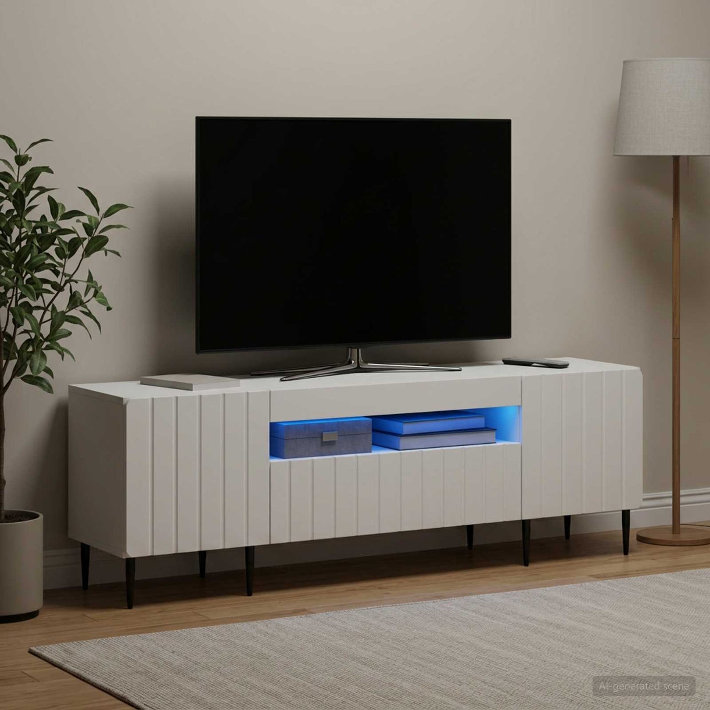 LED TV szekrény Fehér Szerelt Fa