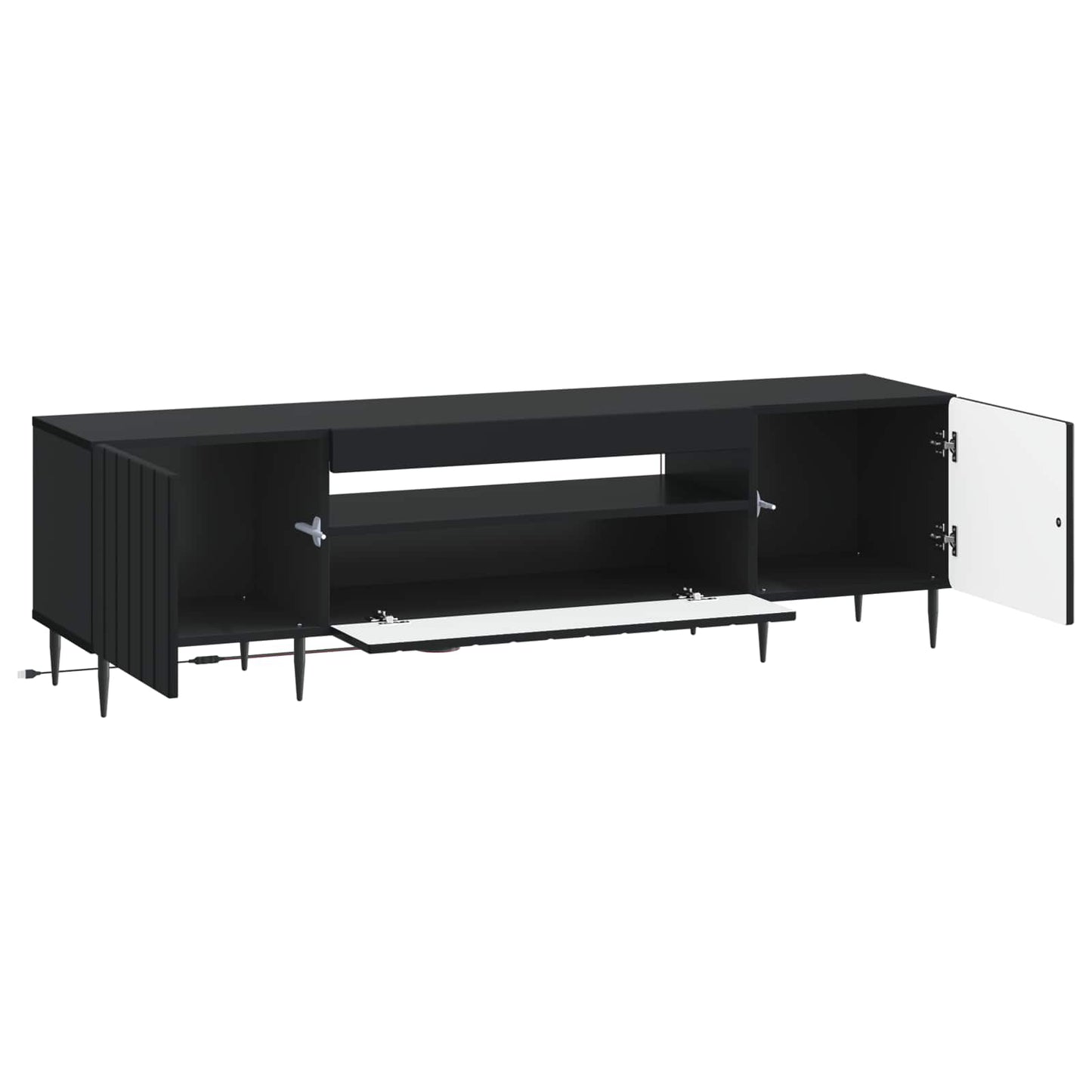 LED TV szekrény Fekete Szerelt Fa