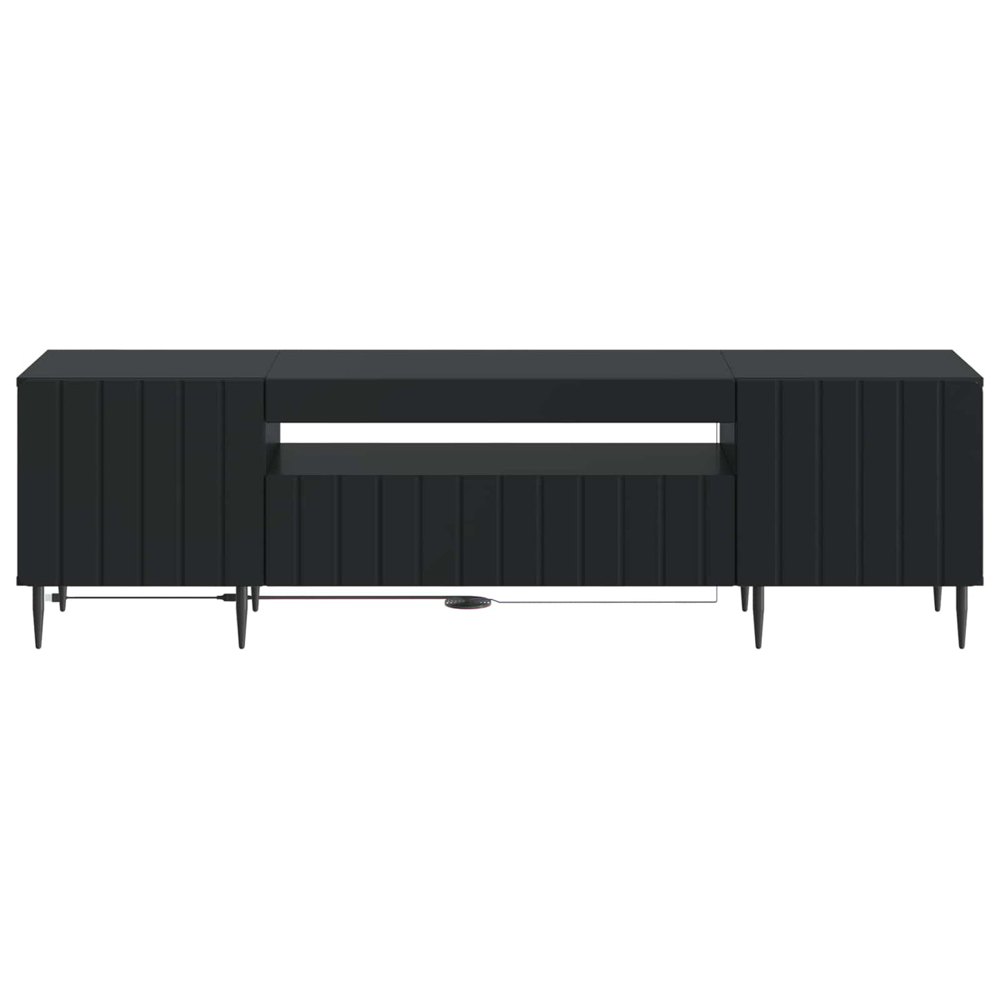 LED TV szekrény Fekete Szerelt Fa