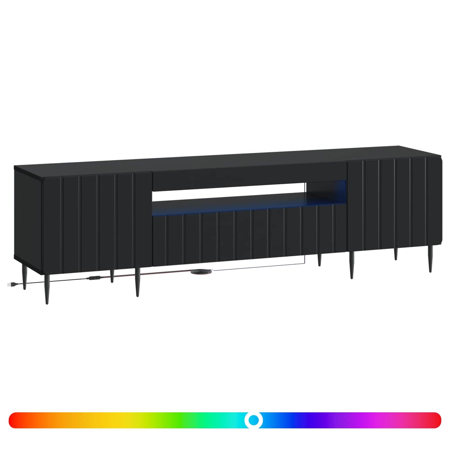 LED TV szekrény Fekete Szerelt Fa