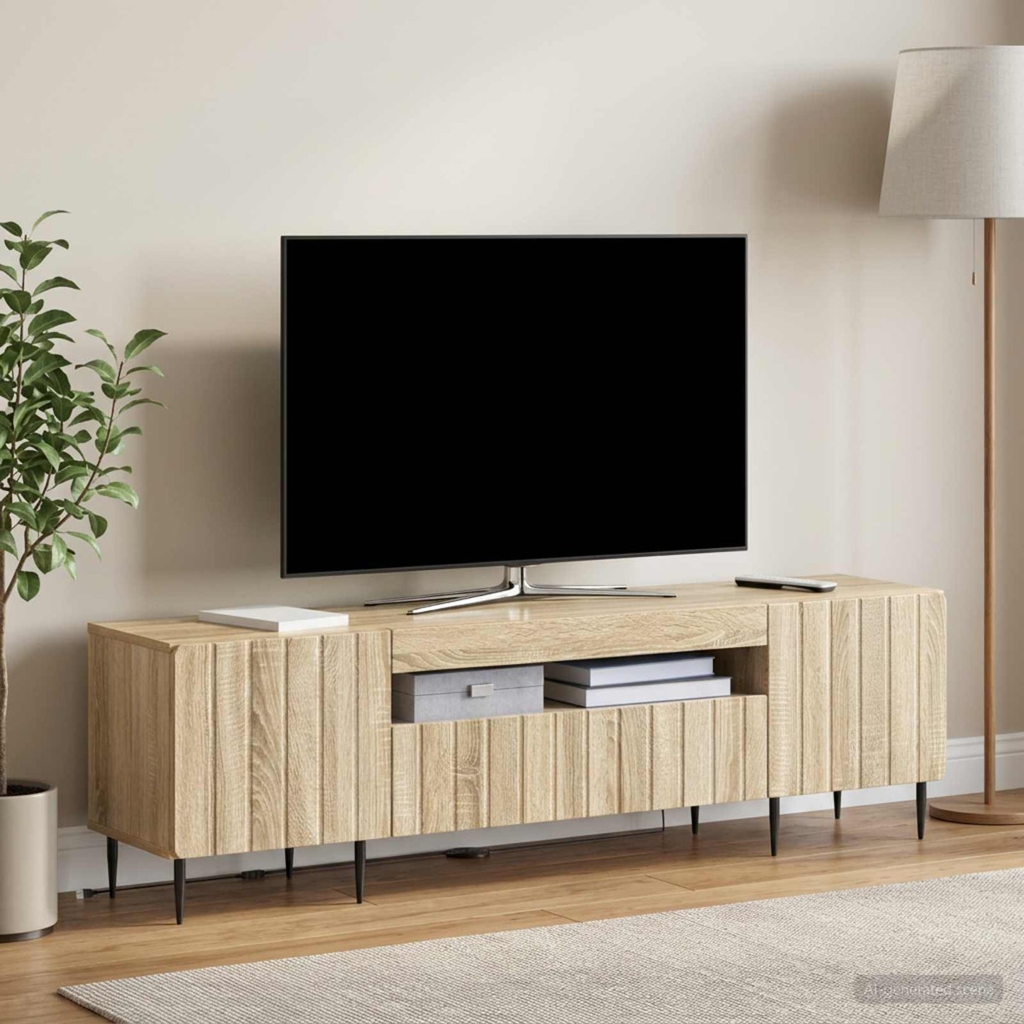 LED TV szekrény Sonoma Tölgy Szerelt Fa