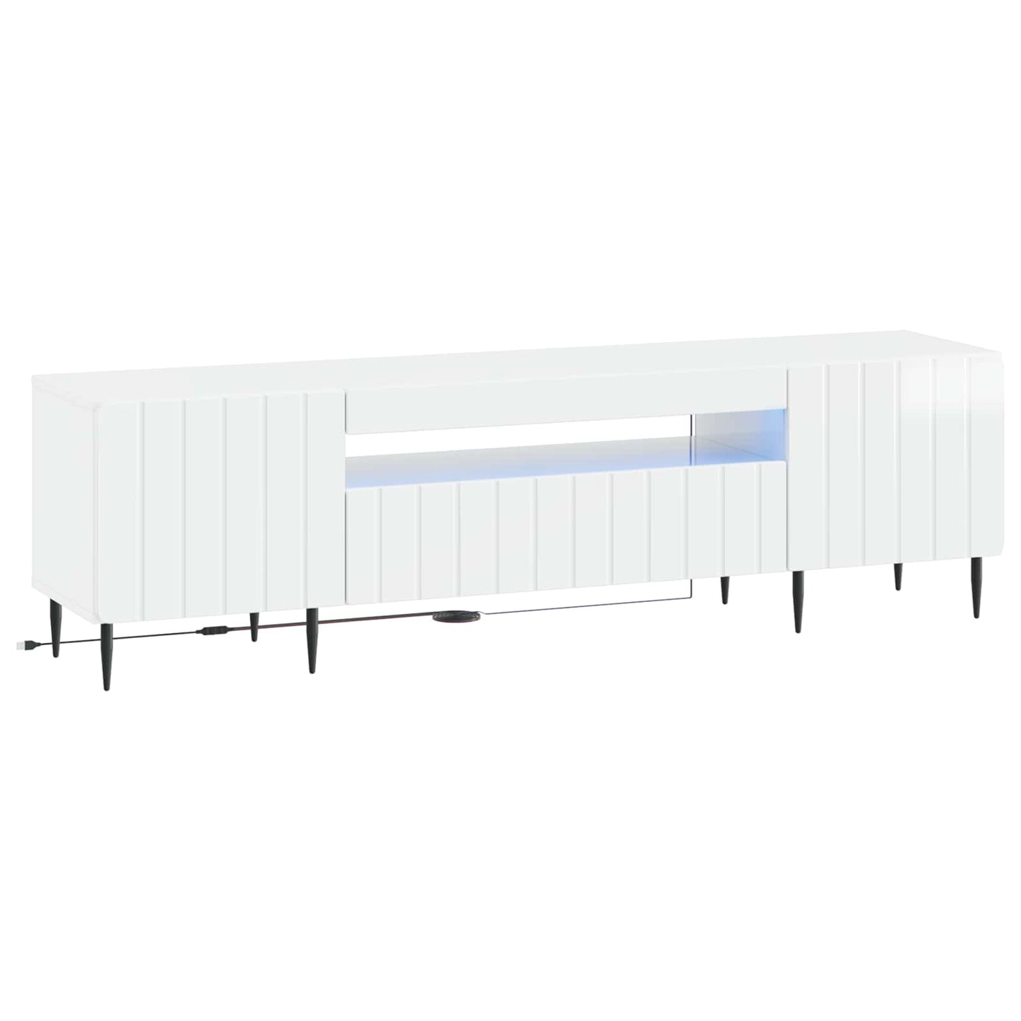 LED TV szekrény Magasfényű Fehér Szerelt Fa