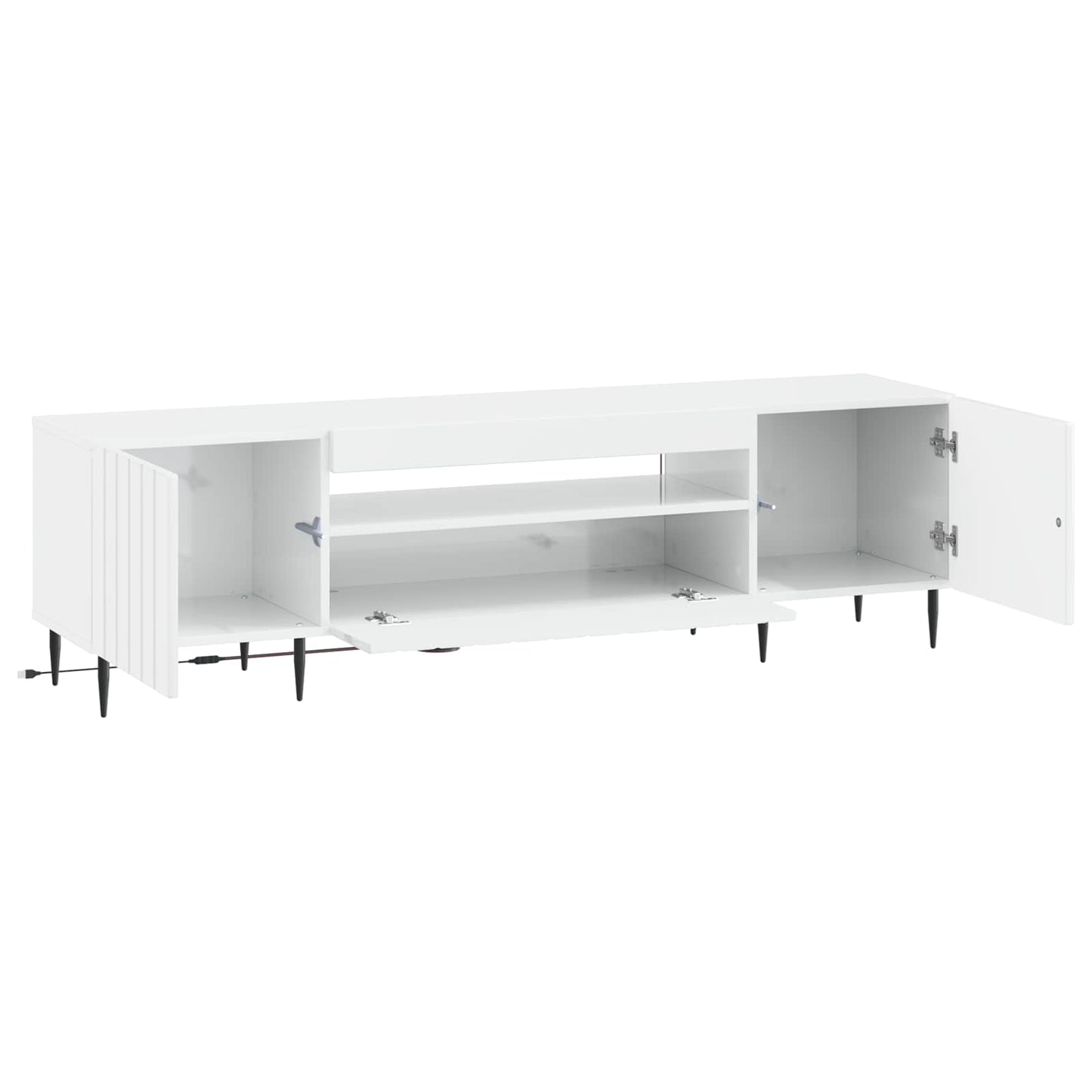 LED TV szekrény Magasfényű Fehér Szerelt Fa