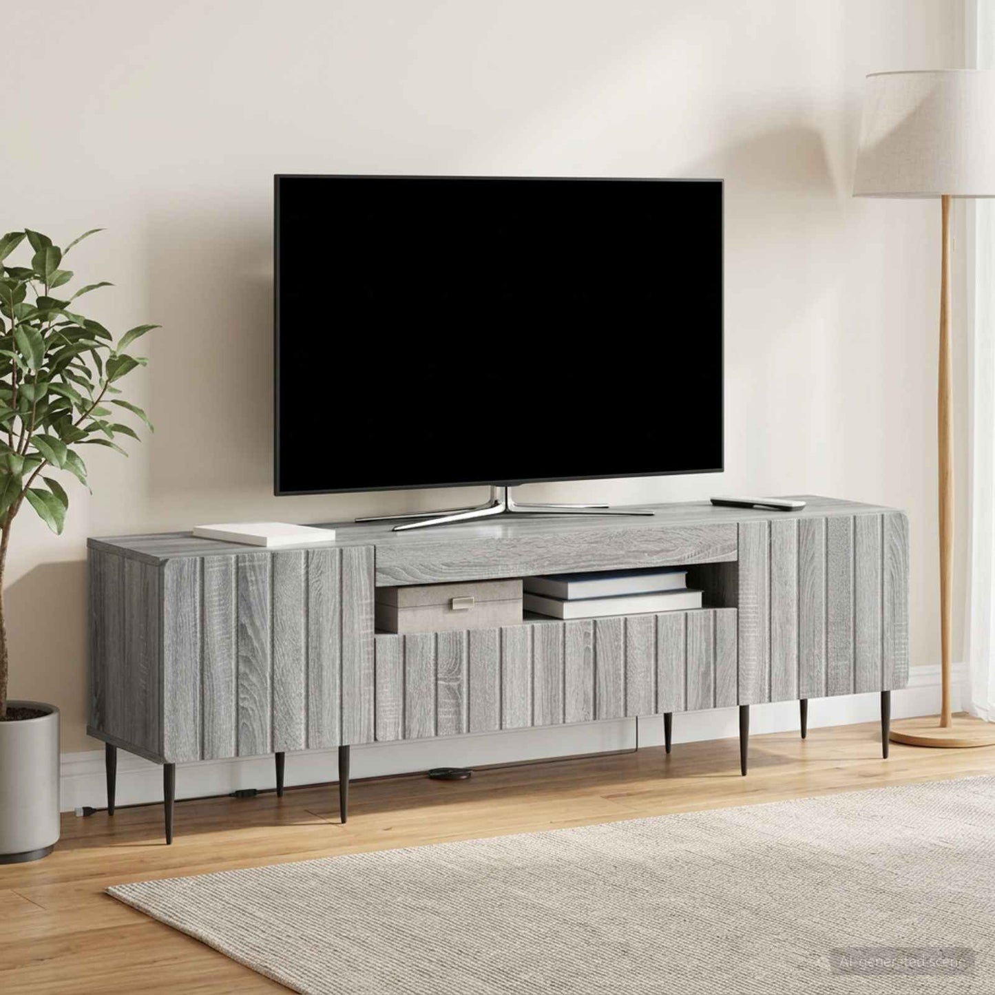 LED TV szekrény Szürke Sonoma Szerelt Fa