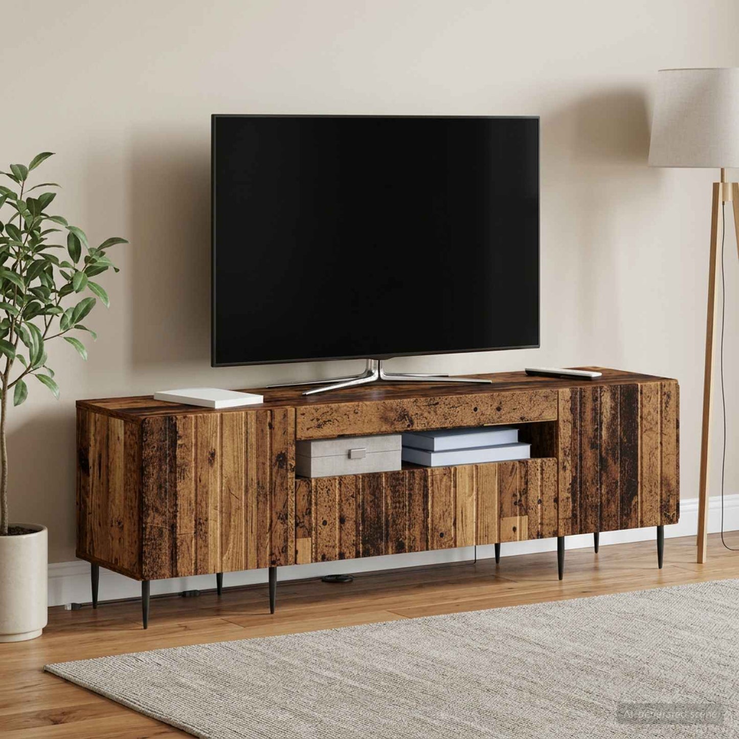 LED TV szekrény Antik Fa Szerelt Fa
