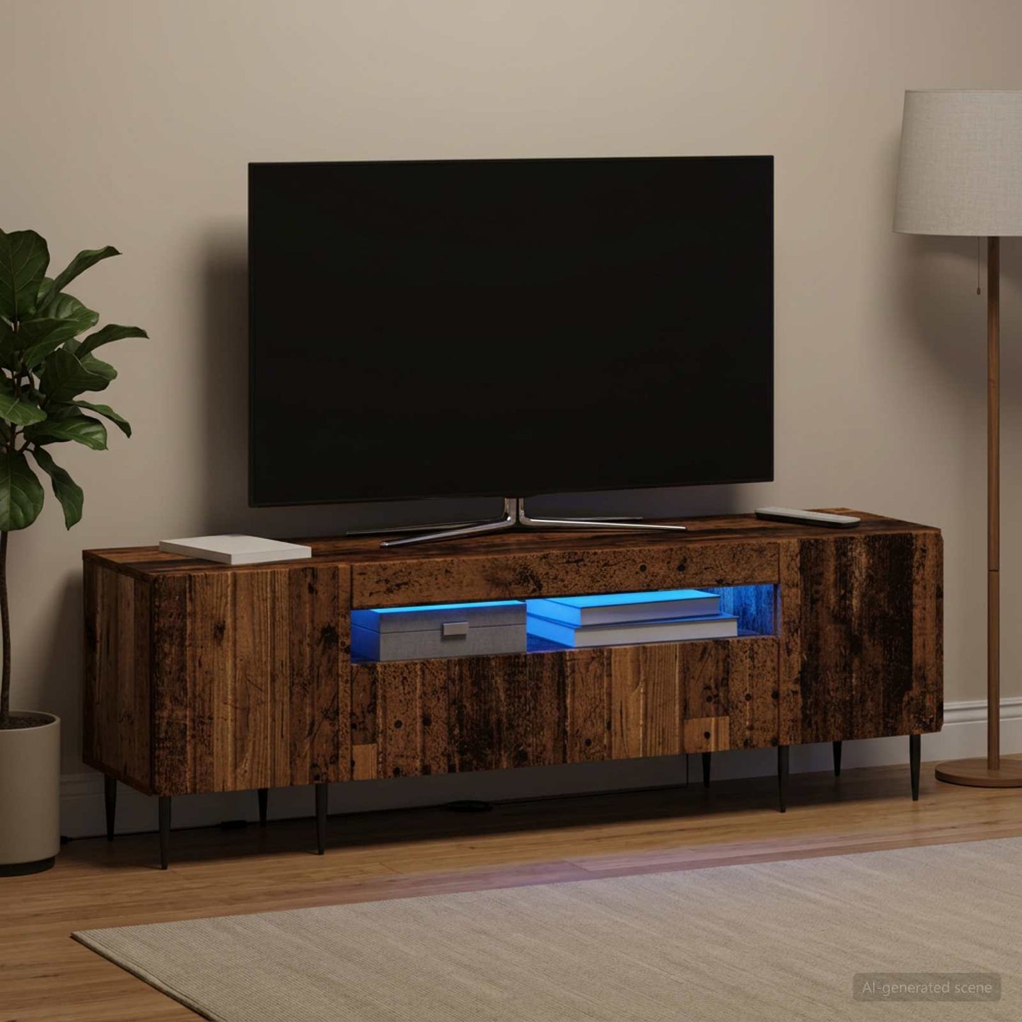 LED TV szekrény Antik Fa Szerelt Fa