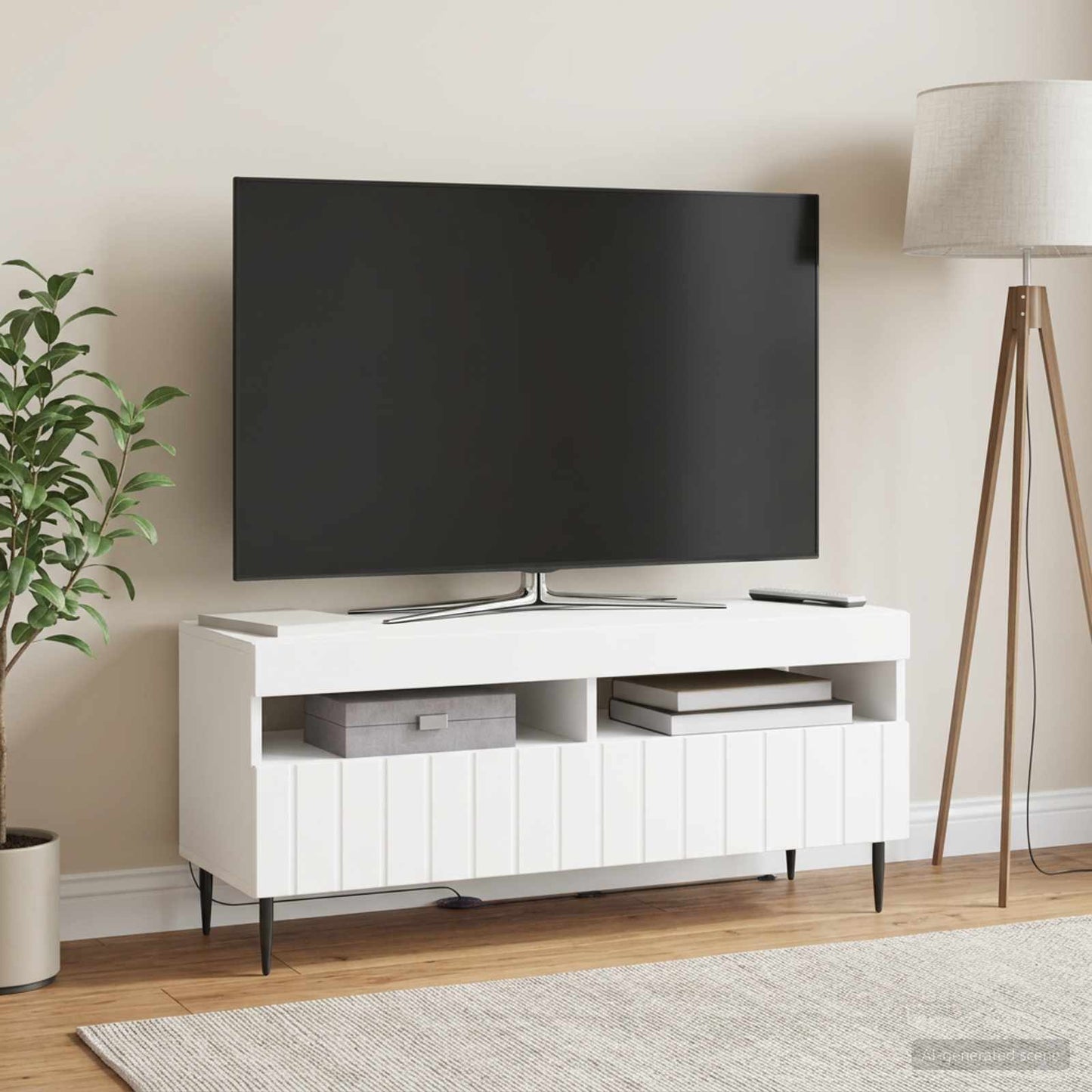 LED TV szekrény Fehér Szerelt Fa