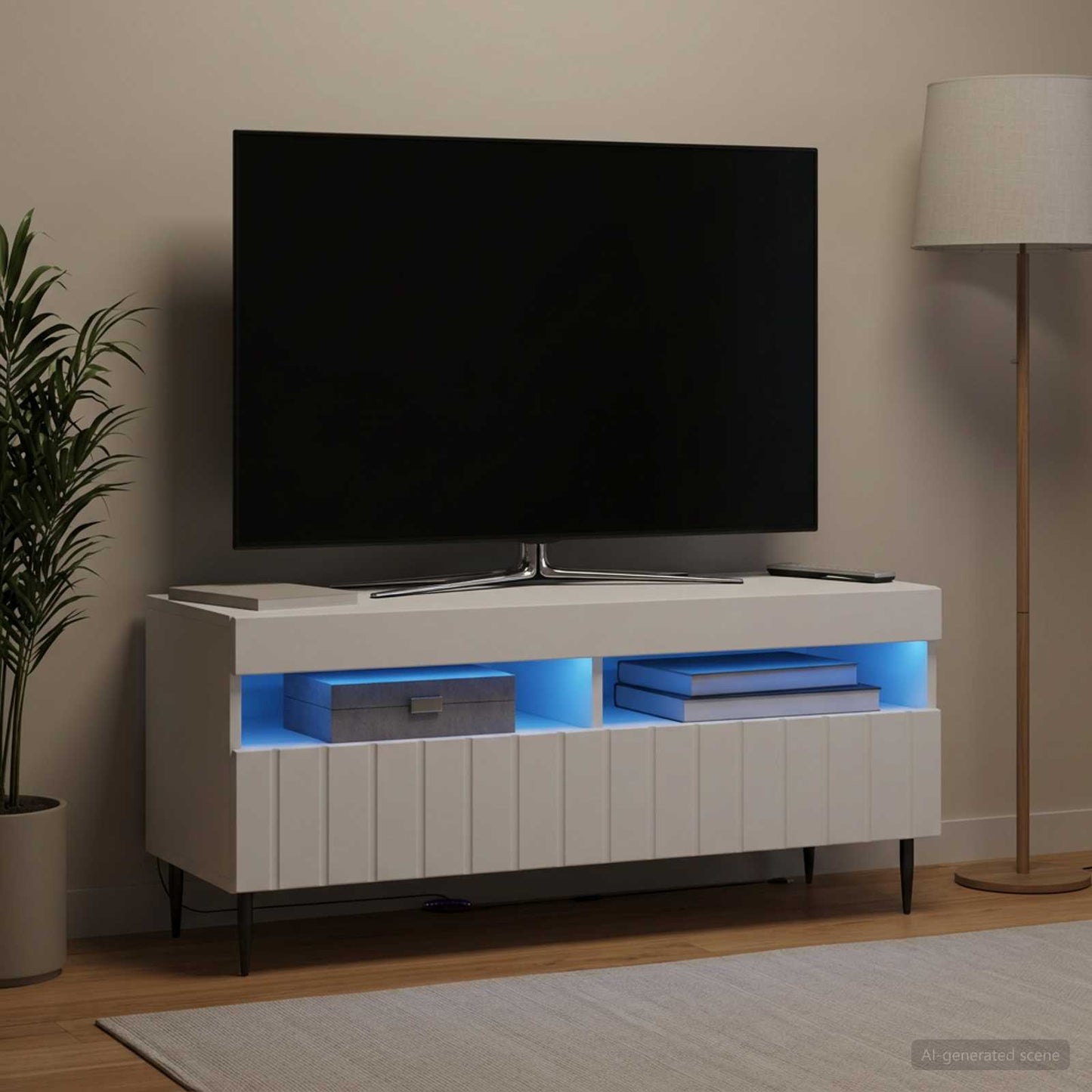 LED TV szekrény Fehér Szerelt Fa