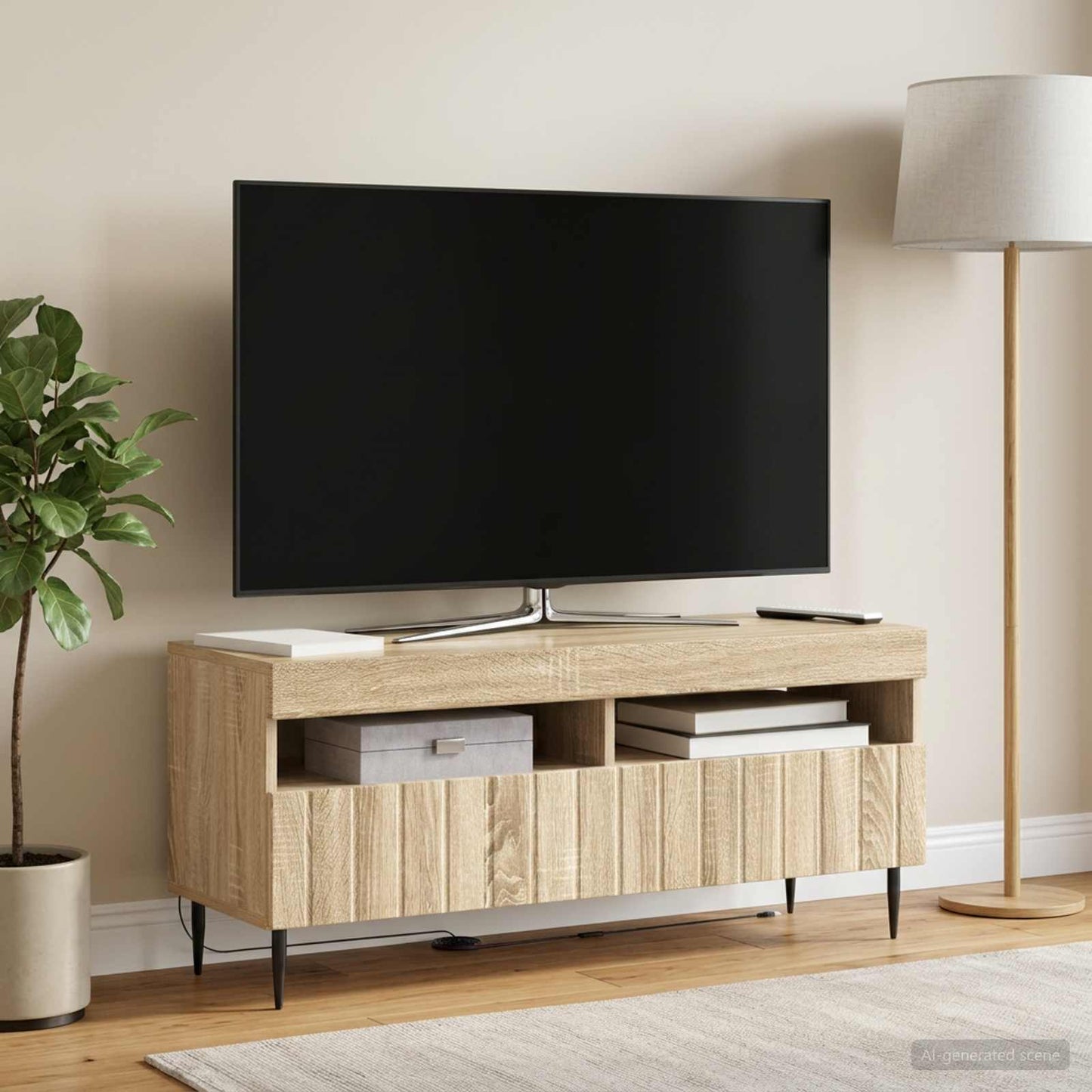 LED TV szekrény Sonoma Tölgy Szerelt Fa