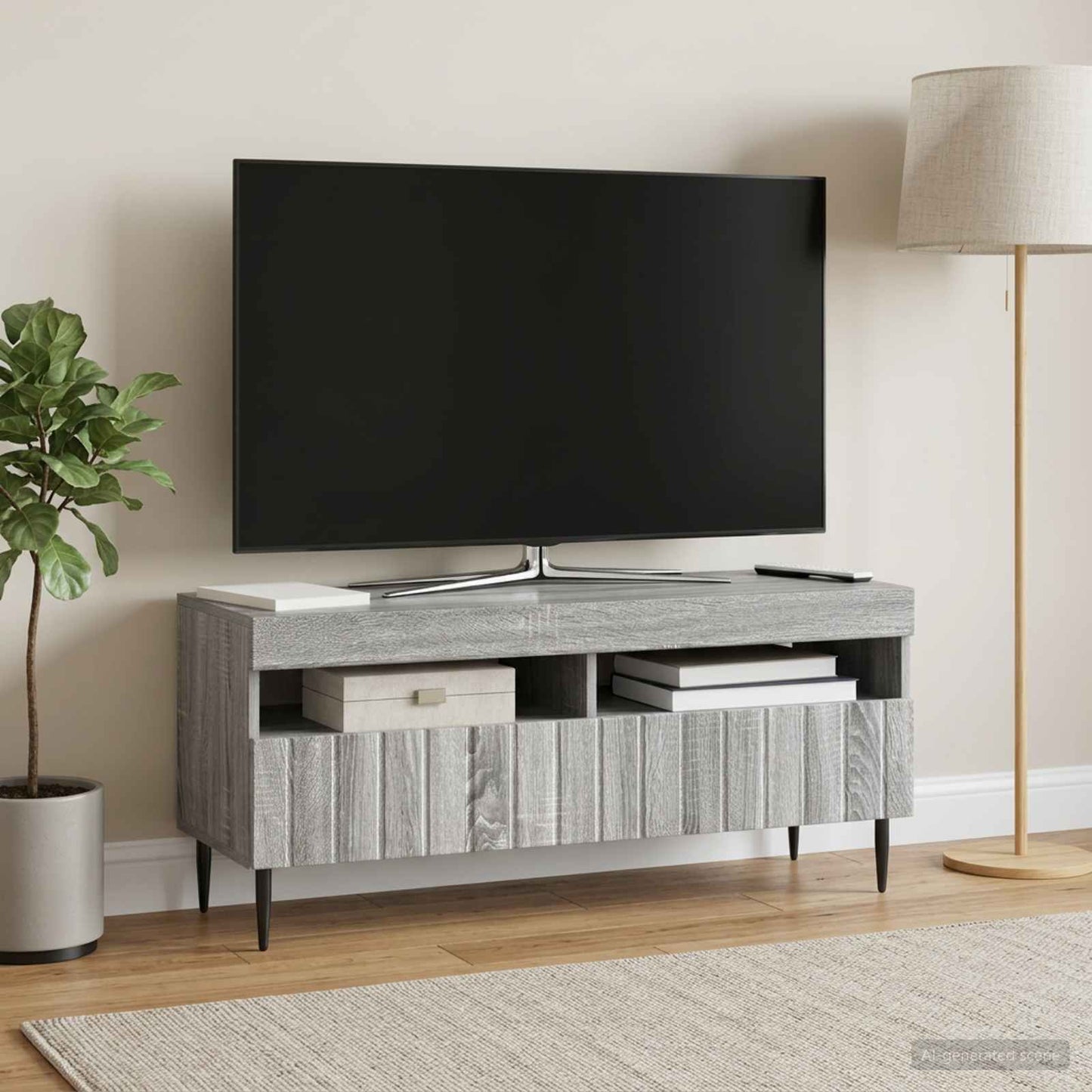 LED TV szekrény Szürke Sonoma Szerelt Fa