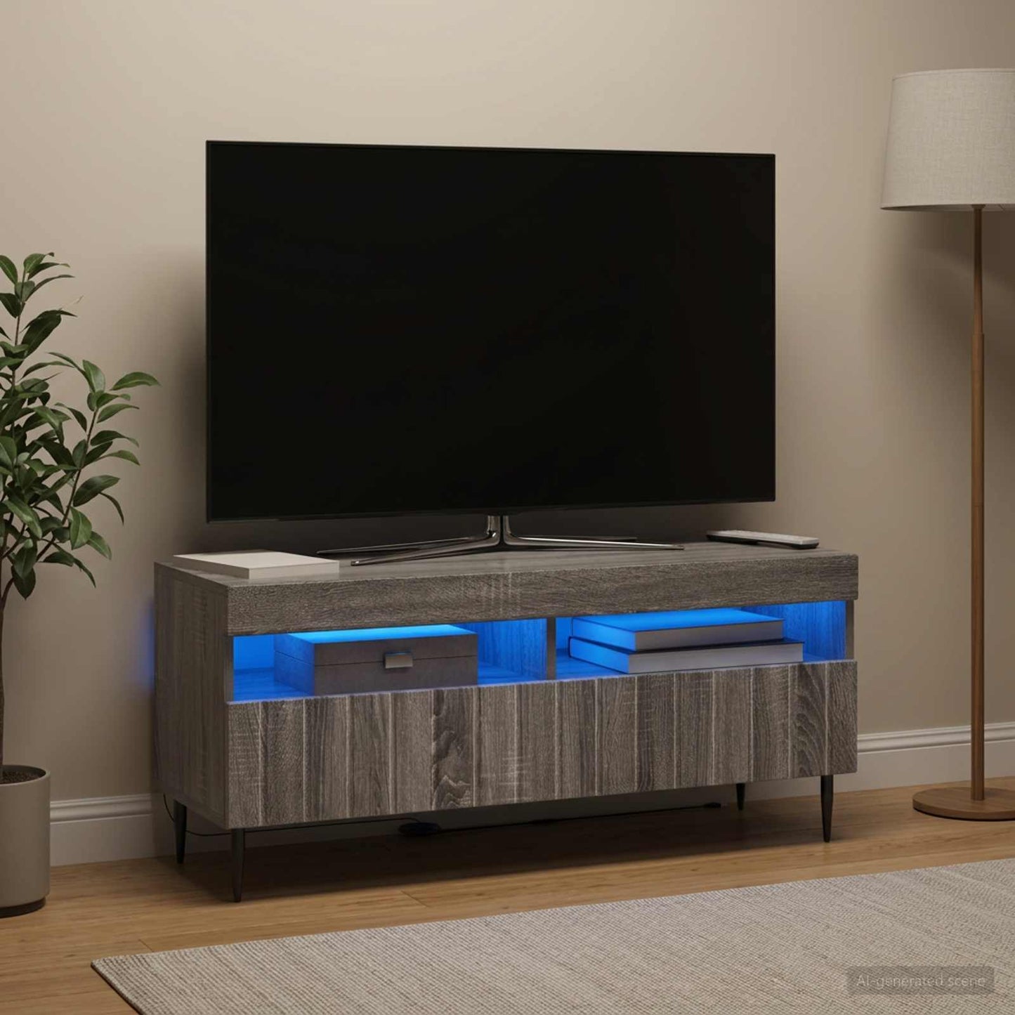 LED TV szekrény Szürke Sonoma Szerelt Fa