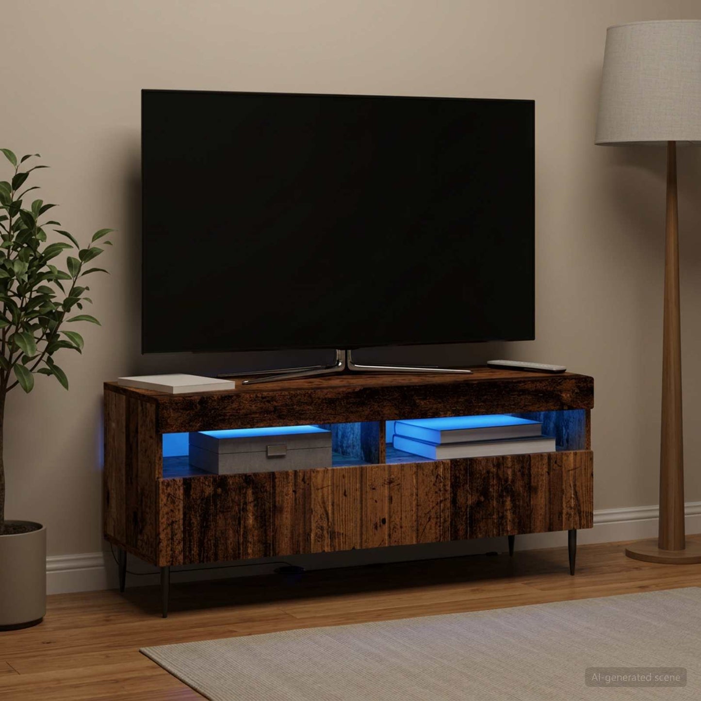 LED TV szekrény Antik Fa Szerelt Fa