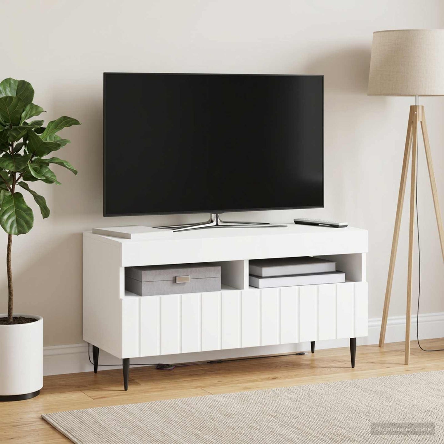LED TV szekrény Fehér Szerelt Fa