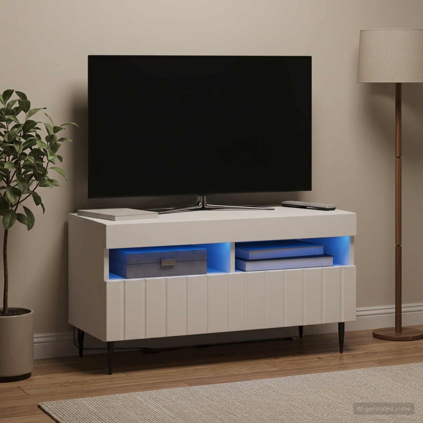 LED TV szekrény Fehér Szerelt Fa