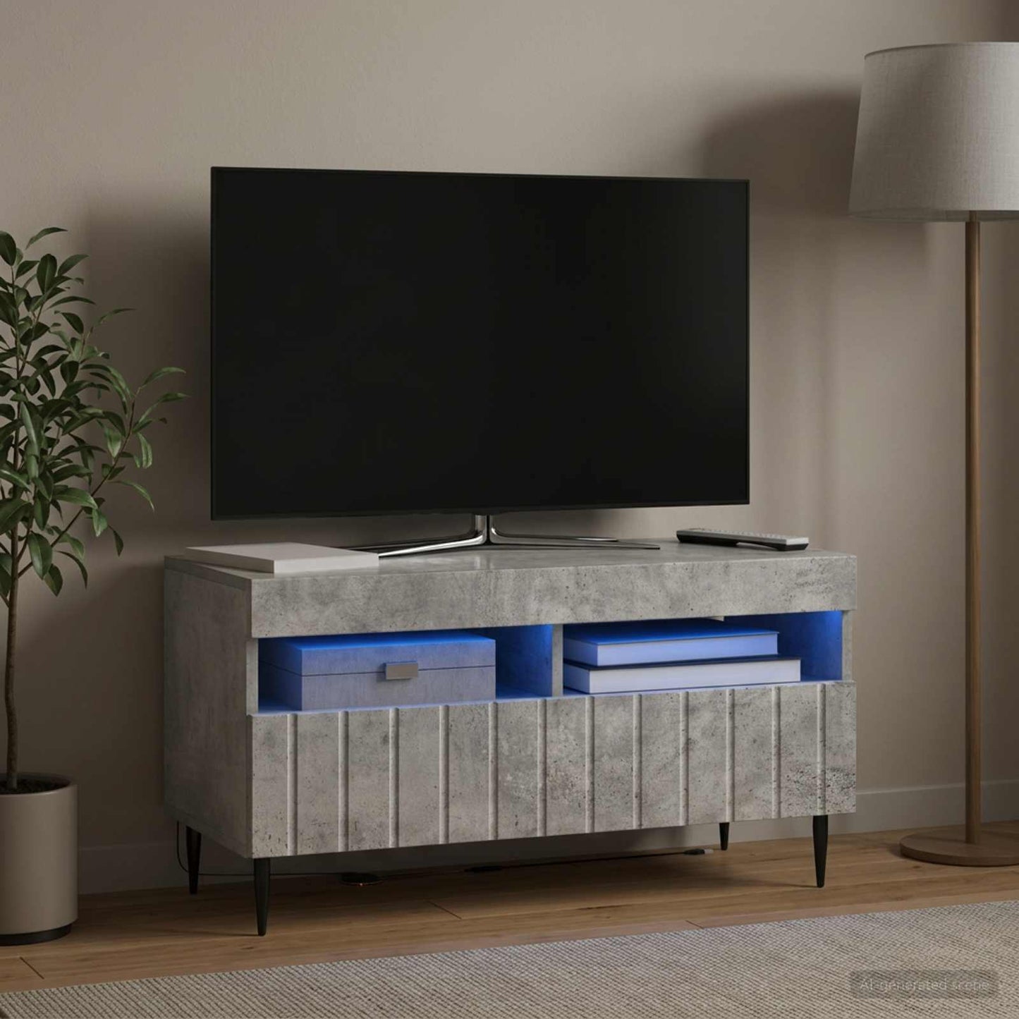 LED TV szekrény Betonszürke Szerelt Fa