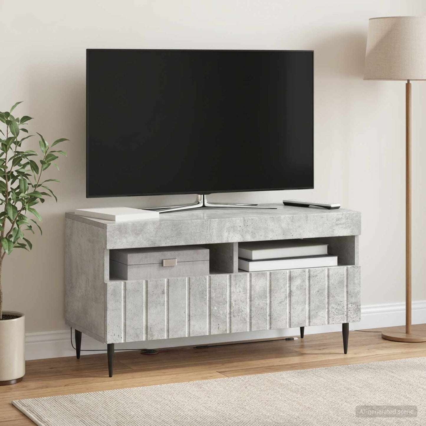 LED TV szekrény Betonszürke Szerelt Fa