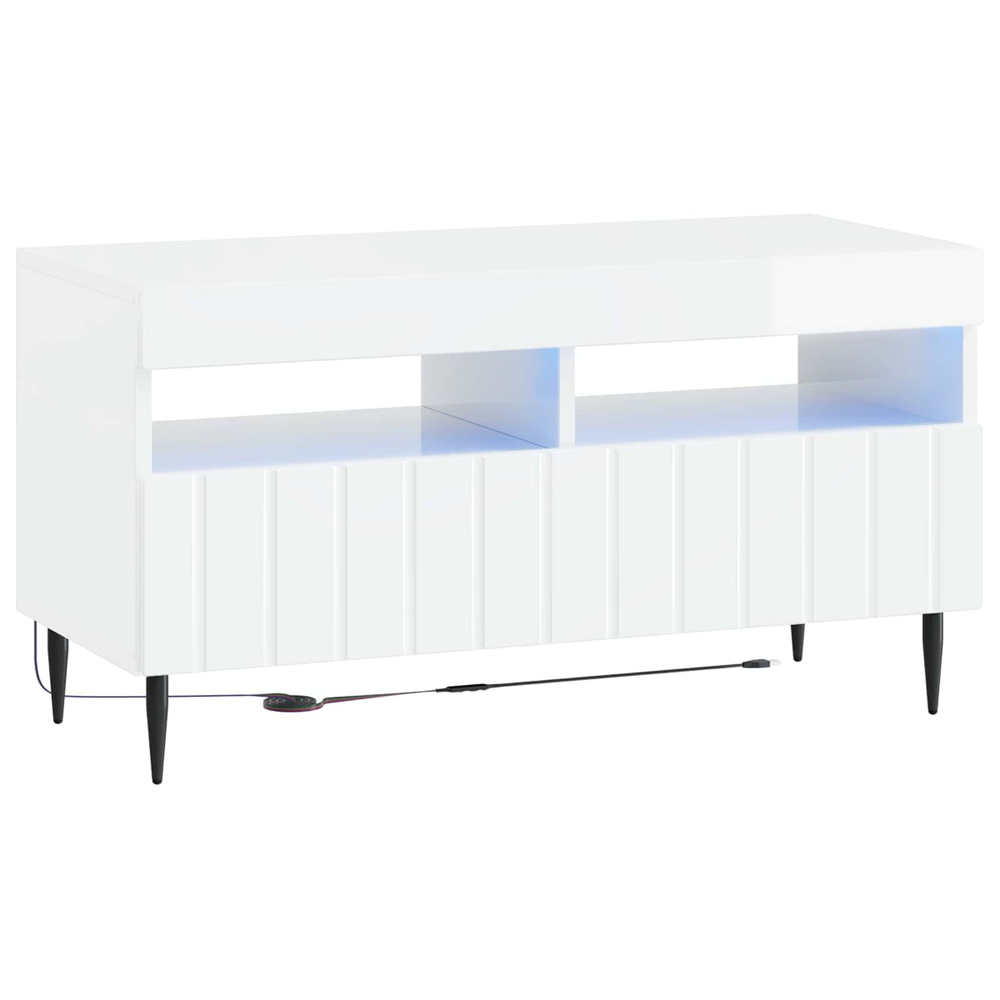 LED TV szekrény Magasfényű Fehér Szerelt Fa