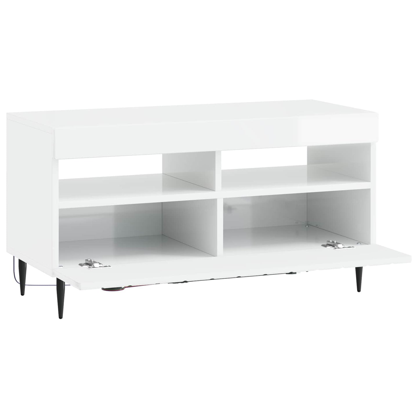 LED TV szekrény Magasfényű Fehér Szerelt Fa