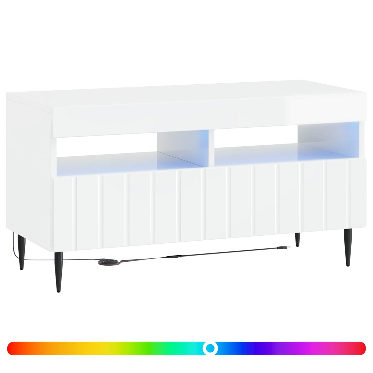LED TV szekrény Magasfényű Fehér Szerelt Fa
