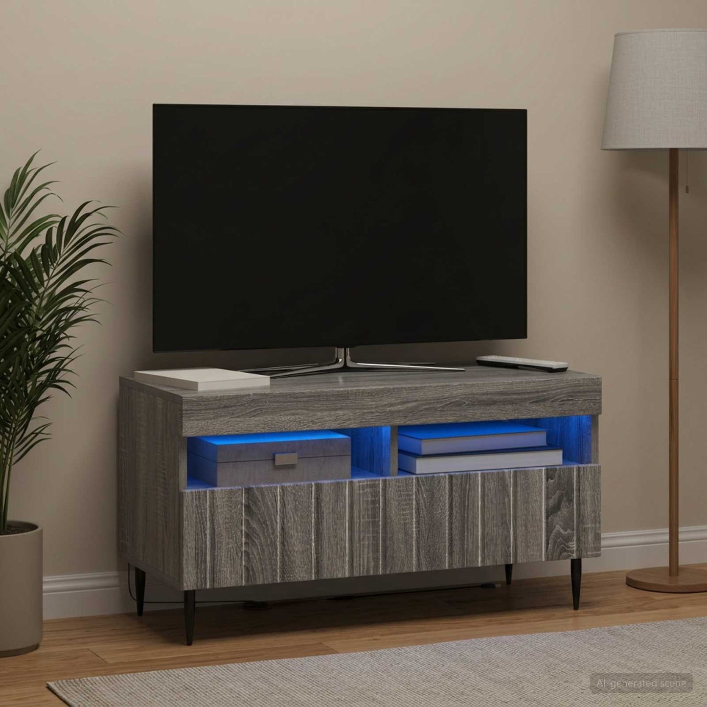 LED TV szekrény Szürke Sonoma Szerelt Fa