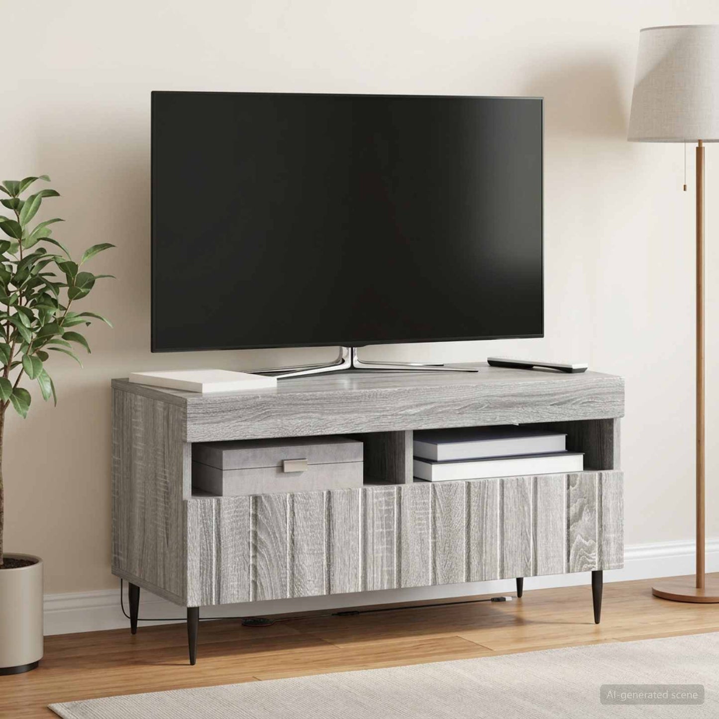 LED TV szekrény Szürke Sonoma Szerelt Fa