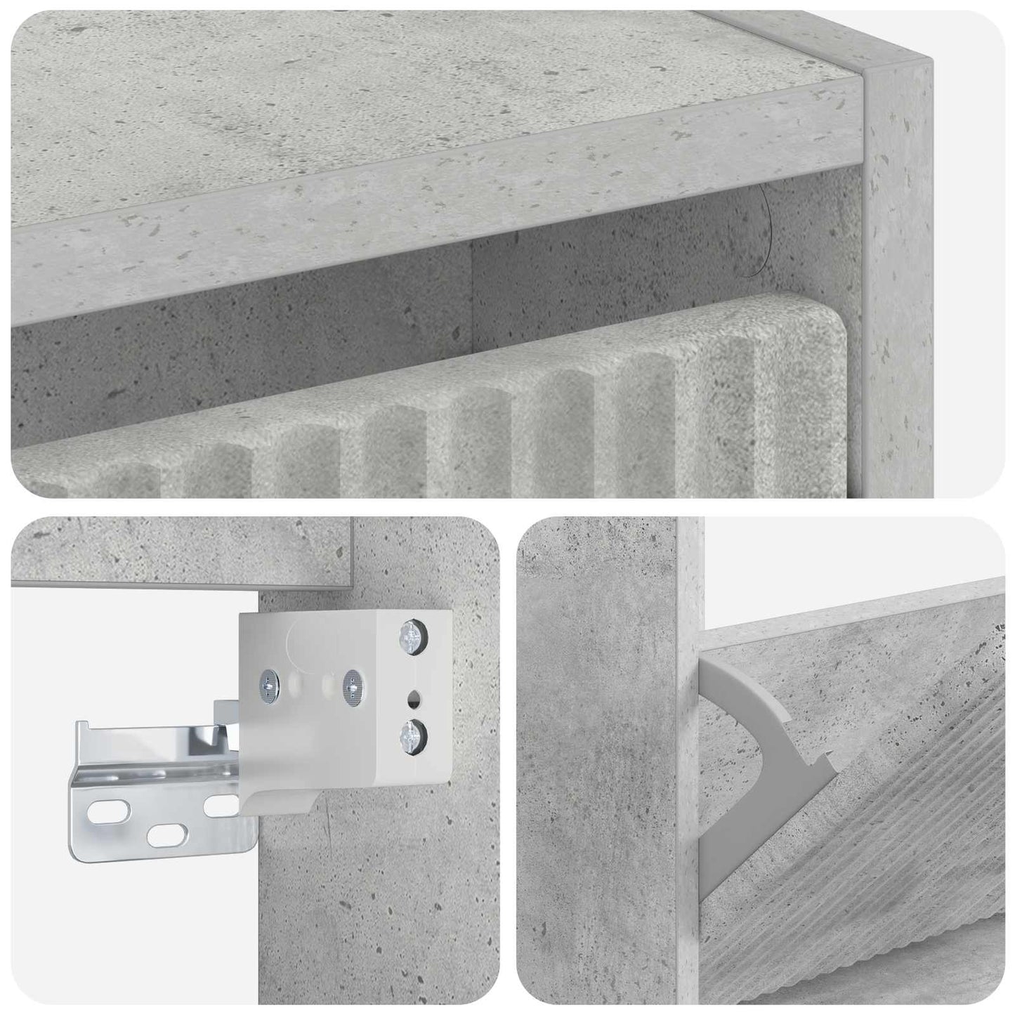 Fali Cipőtartó ARNHEM 71 x 17 x 43 cm Szerelt Fa Betonszürke
