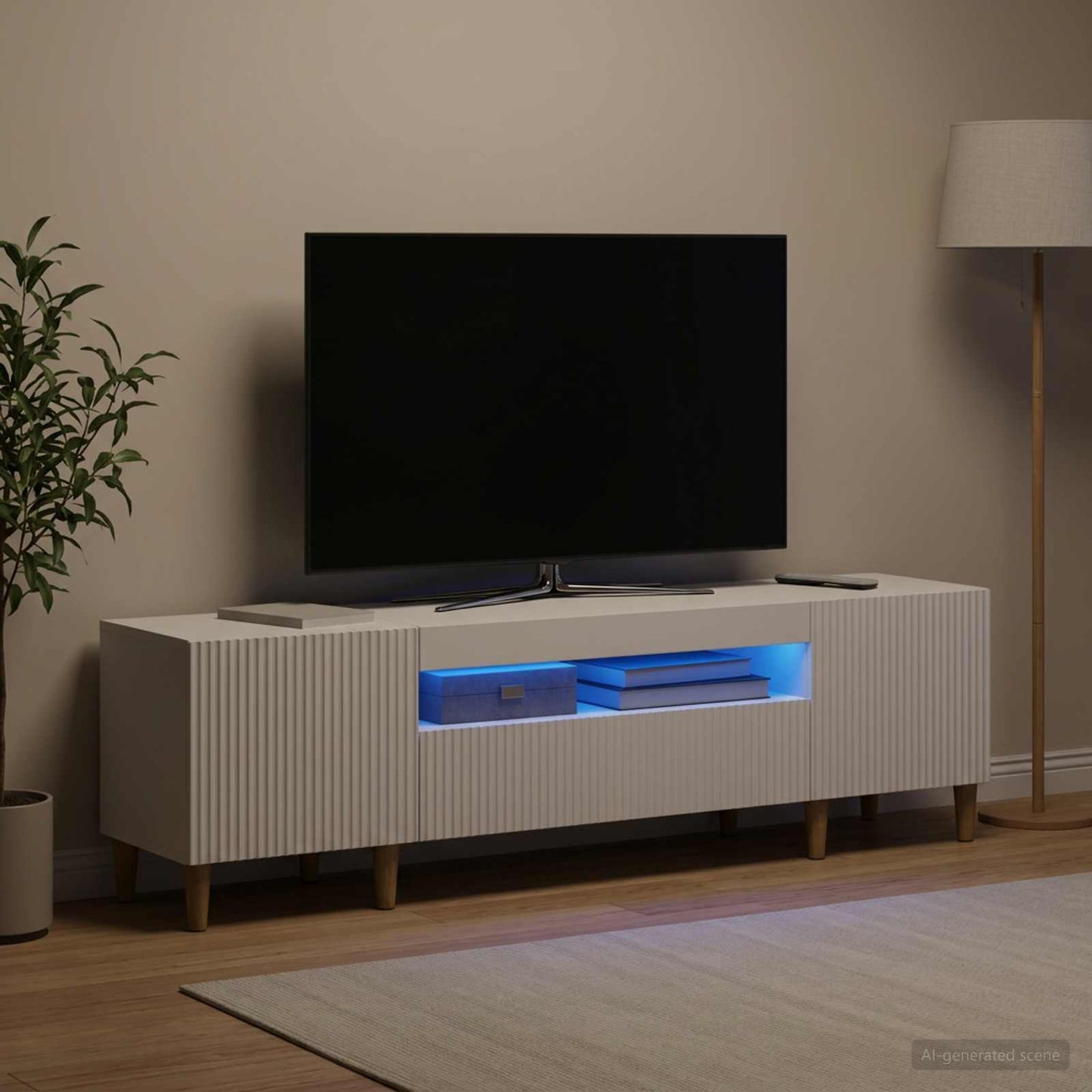 LED TV szekrény Fehér Szerelt Fa