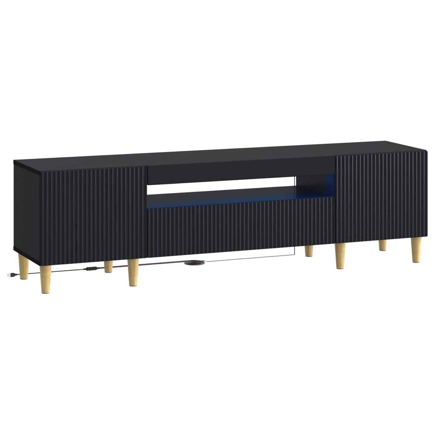 LED TV szekrény Fekete Szerelt Fa