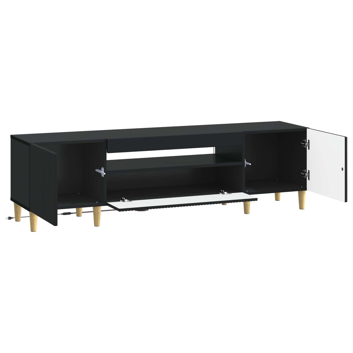 LED TV szekrény Fekete Szerelt Fa