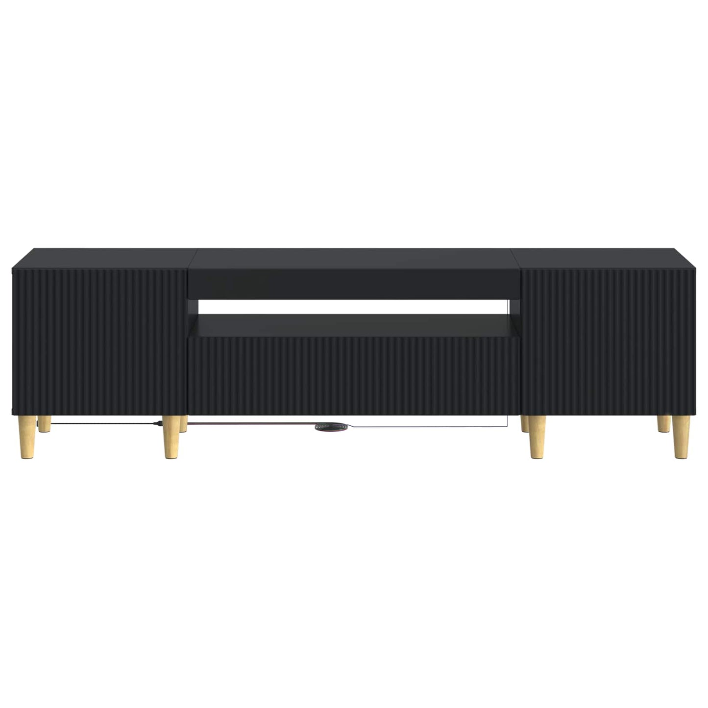 LED TV szekrény Fekete Szerelt Fa