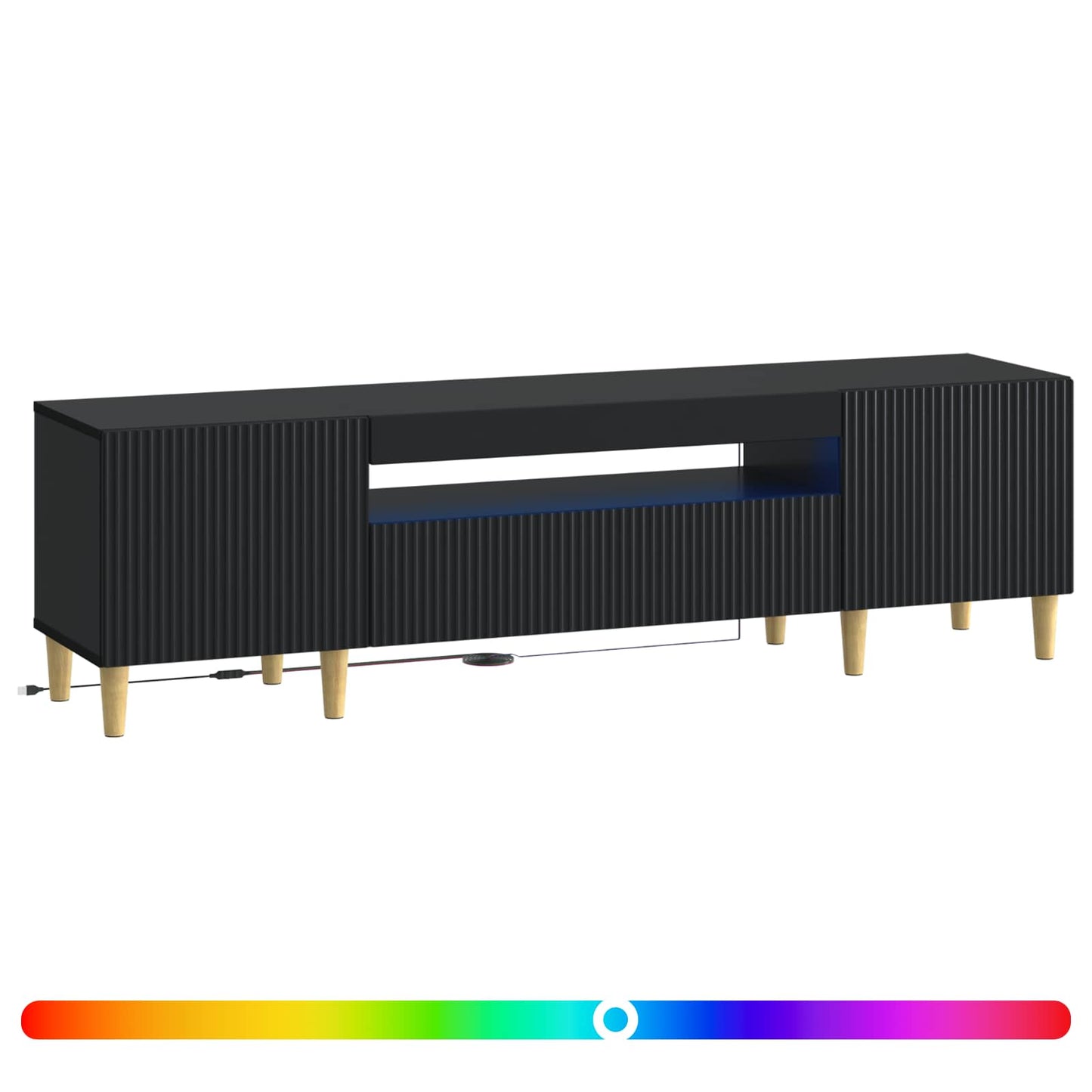 LED TV szekrény Fekete Szerelt Fa