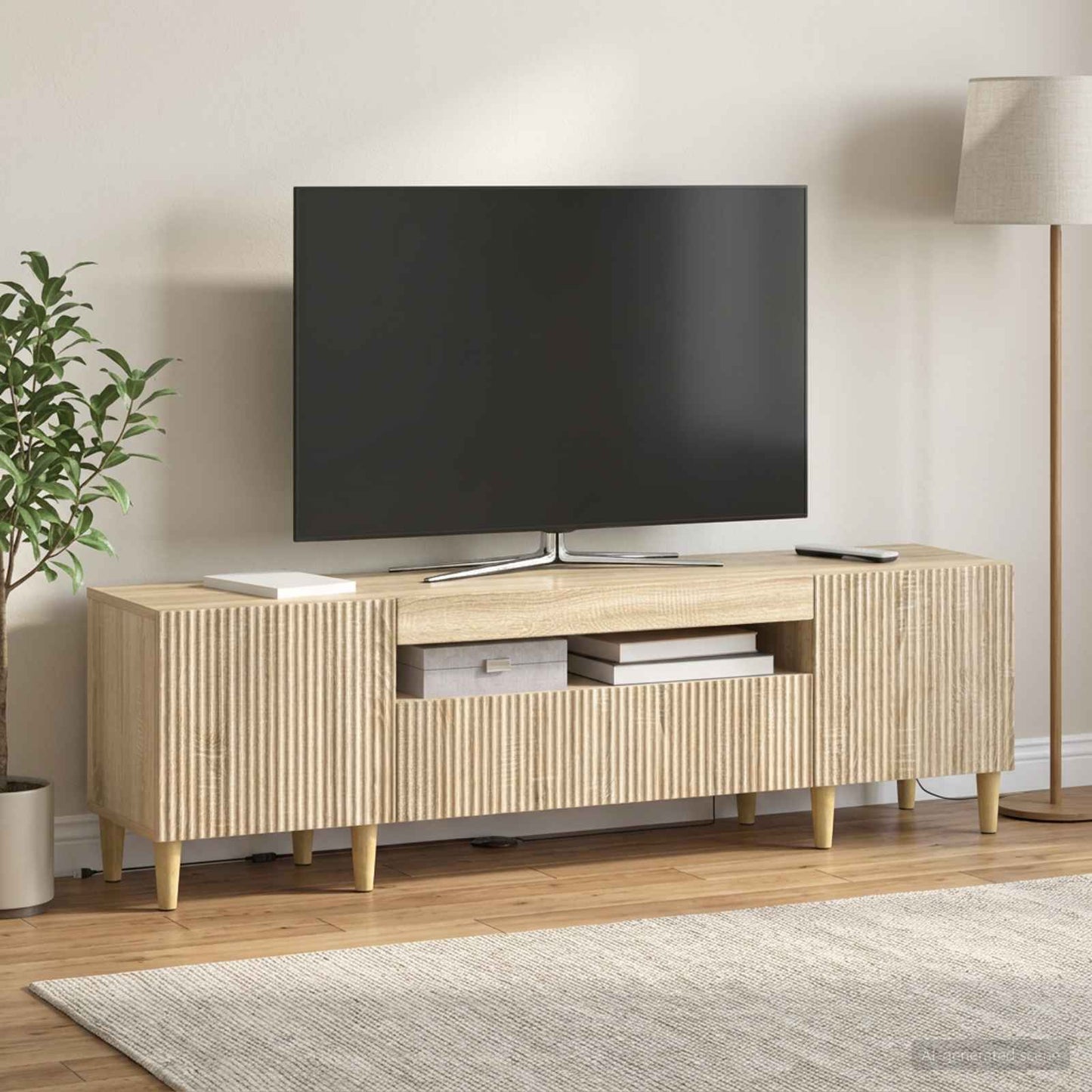 LED TV szekrény Sonoma Tölgy Szerelt Fa