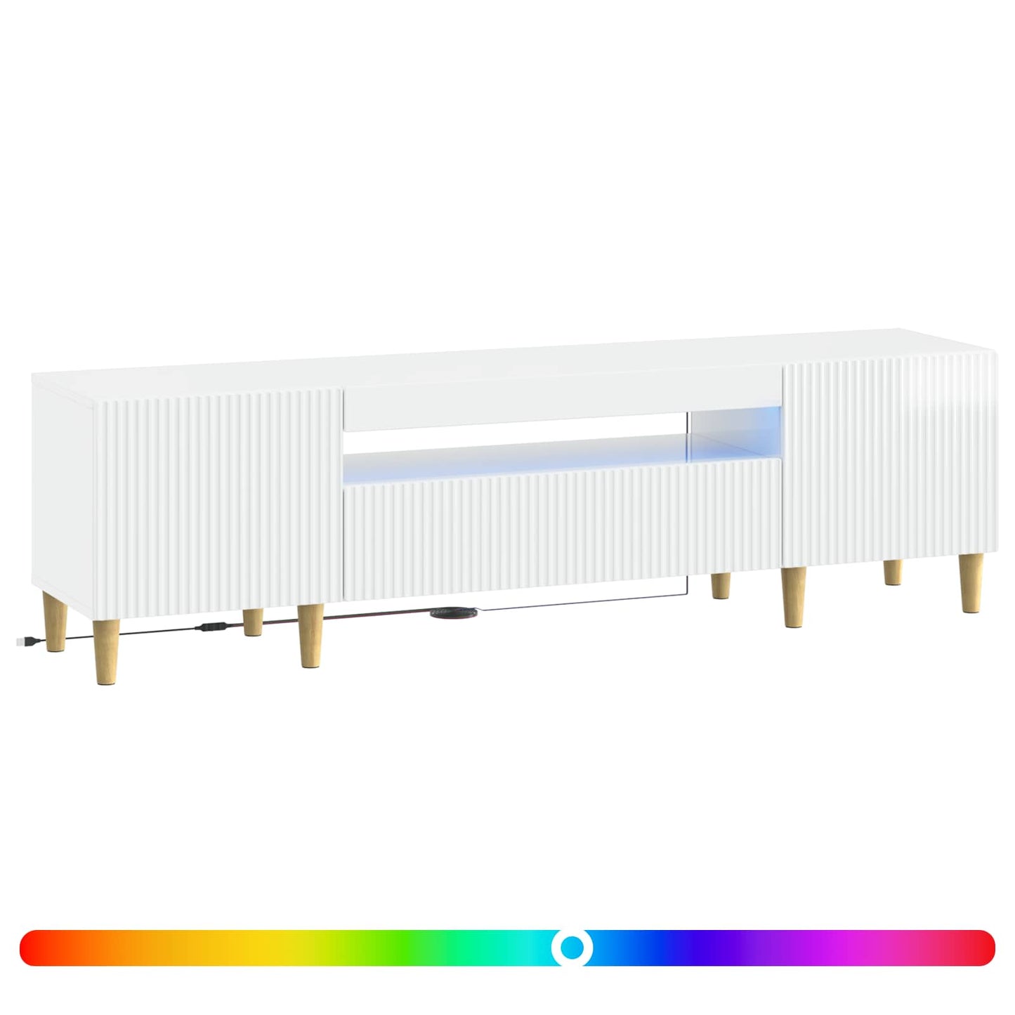 LED TV szekrény Magasfényű Fehér Szerelt Fa
