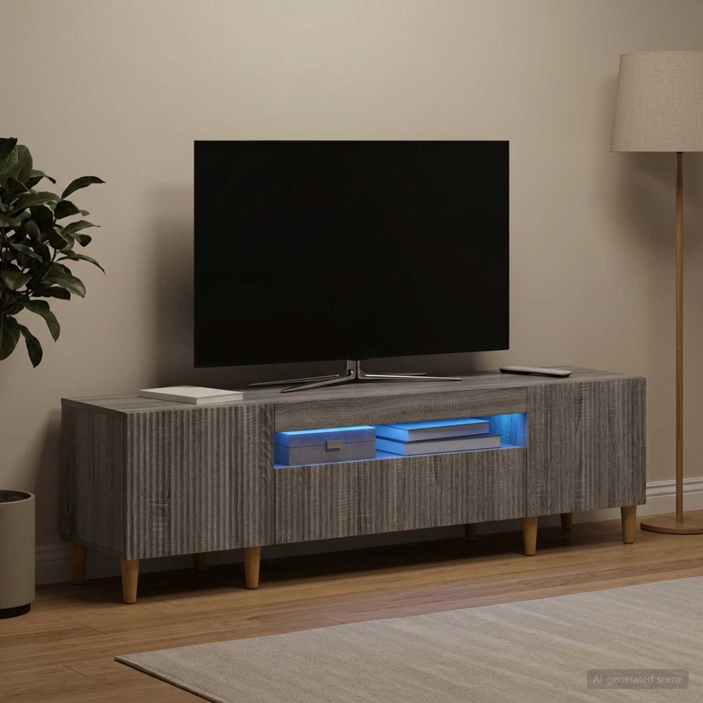 LED TV szekrény Szürke Sonoma Szerelt Fa