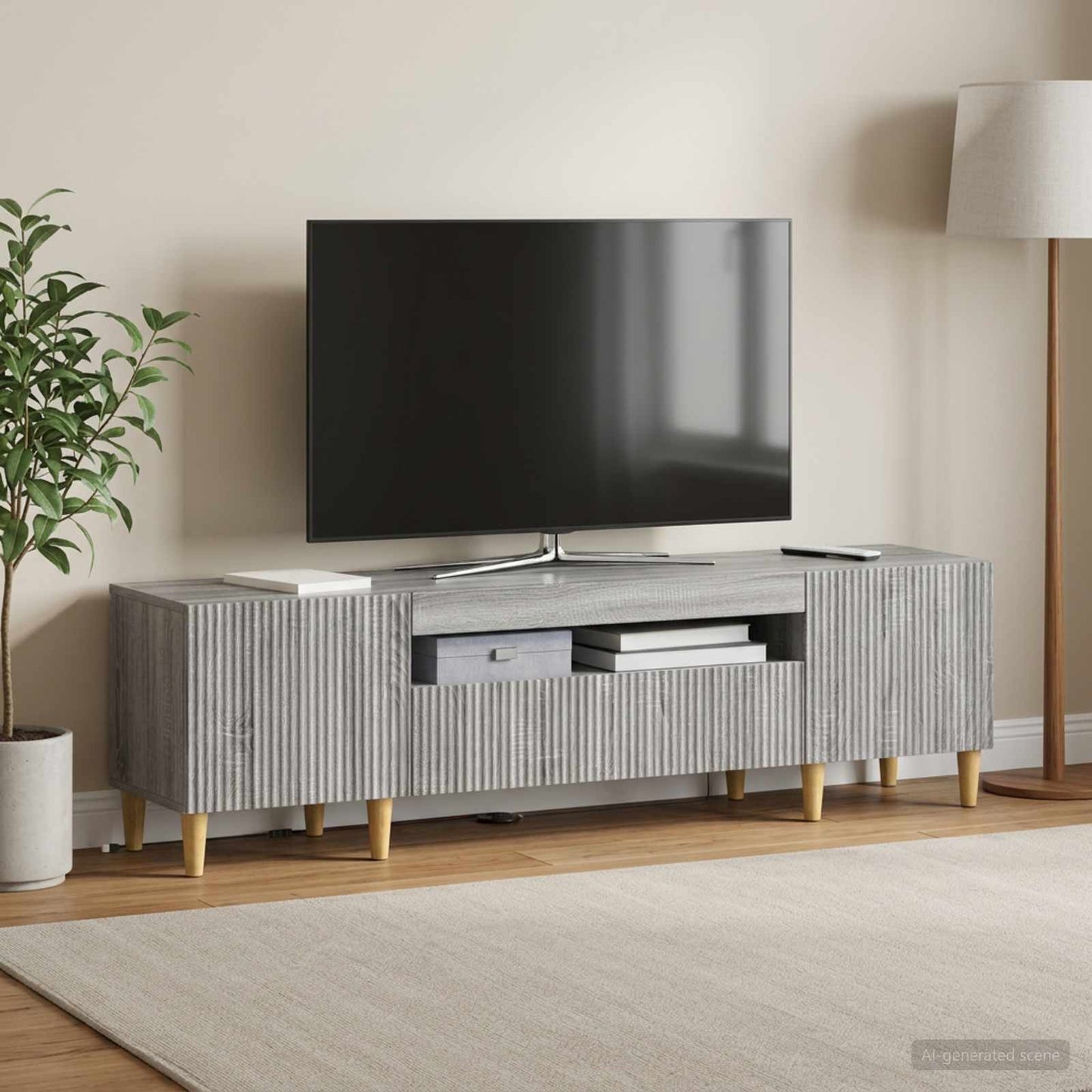 LED TV szekrény Szürke Sonoma Szerelt Fa