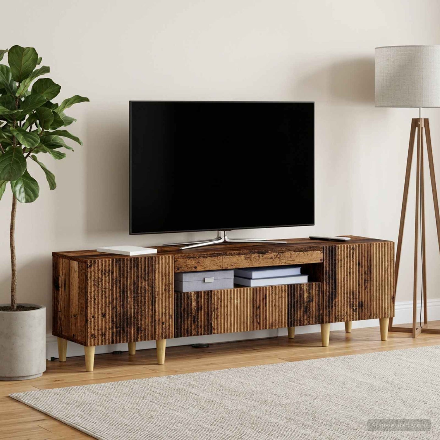 LED TV szekrény Antik Fa Szerelt Fa