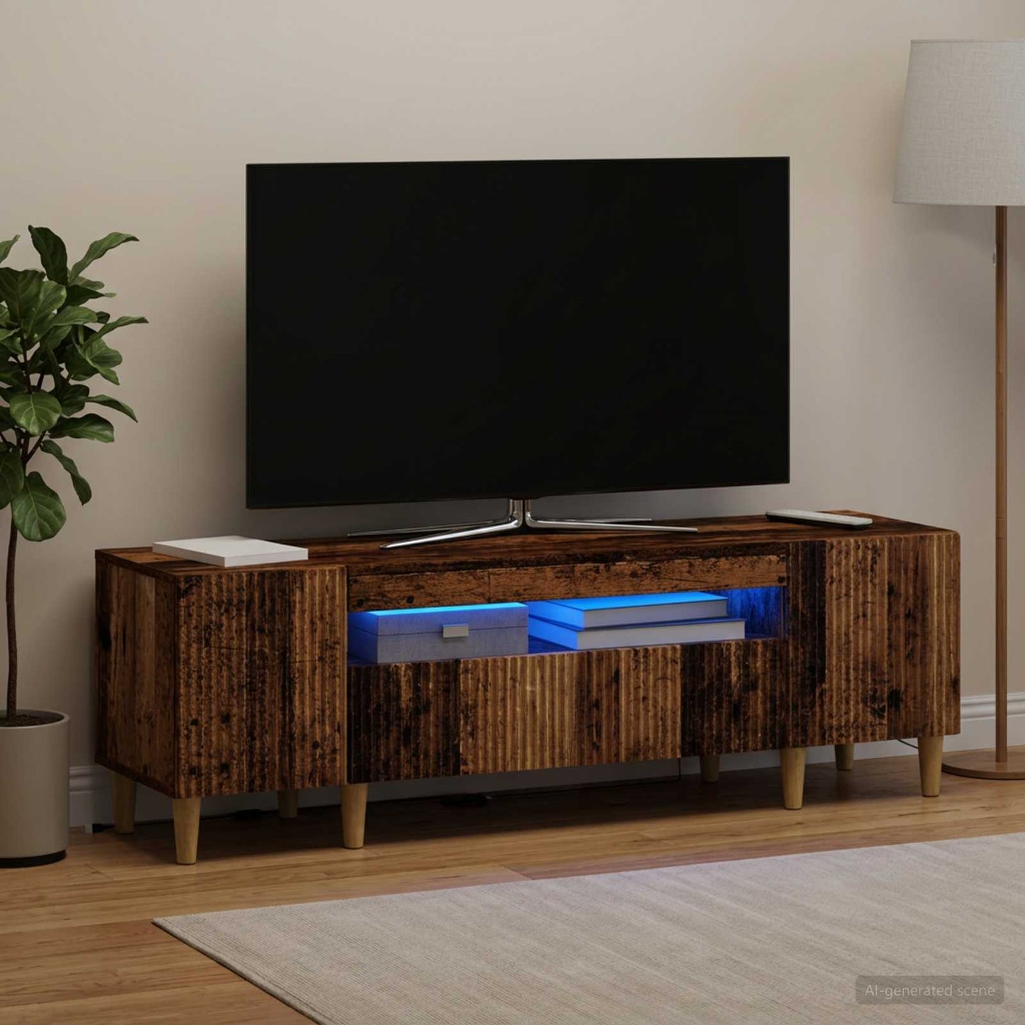 LED TV szekrény Antik Fa Szerelt Fa