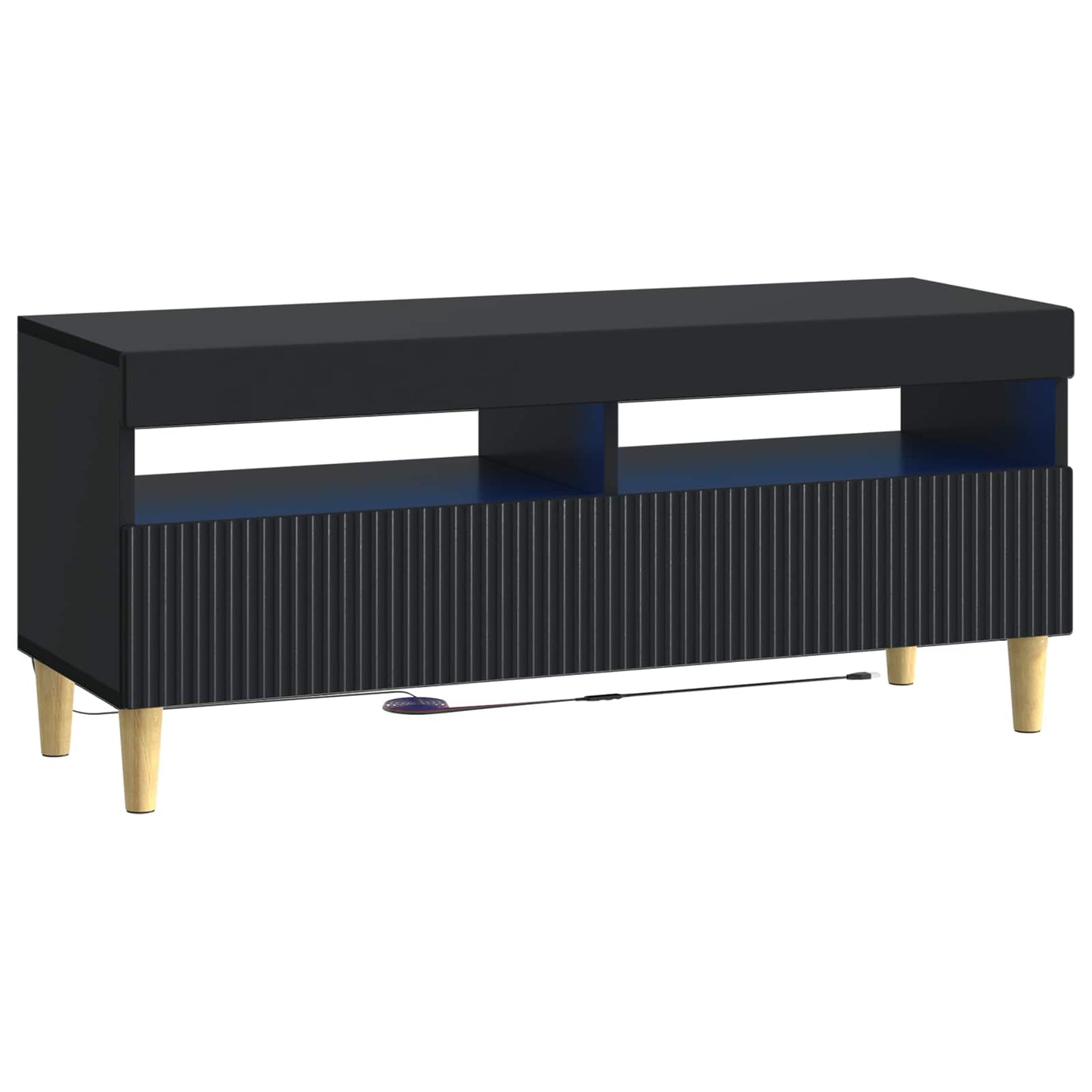 LED TV szekrény Fekete Szerelt Fa