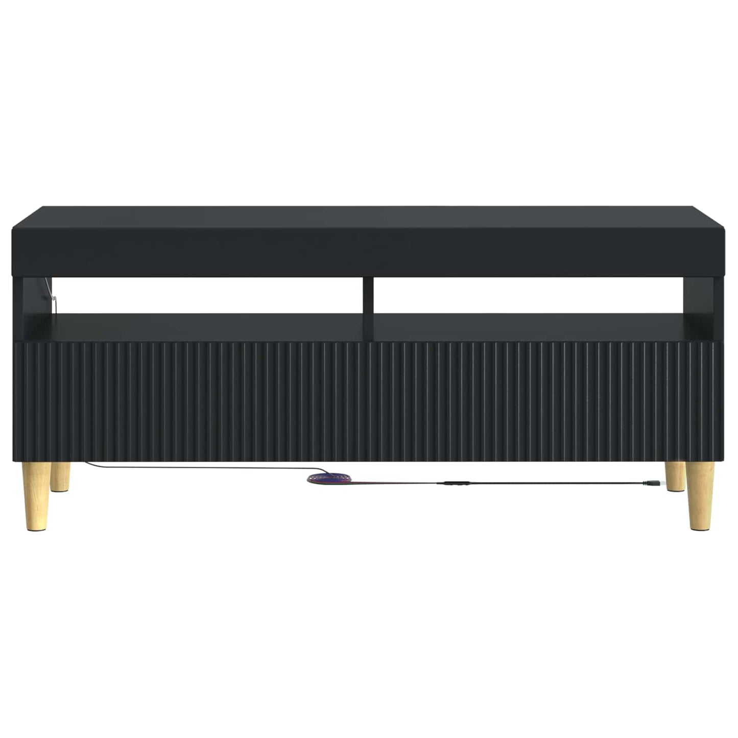 LED TV szekrény Fekete Szerelt Fa