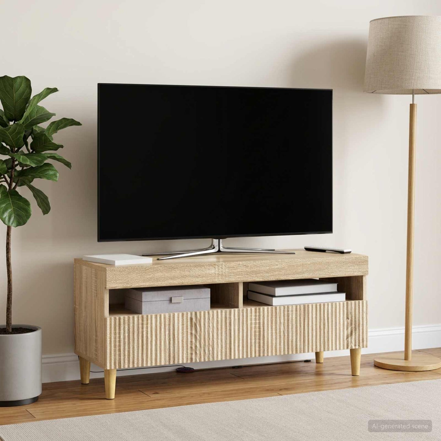 LED TV szekrény Sonoma Tölgy Szerelt Fa