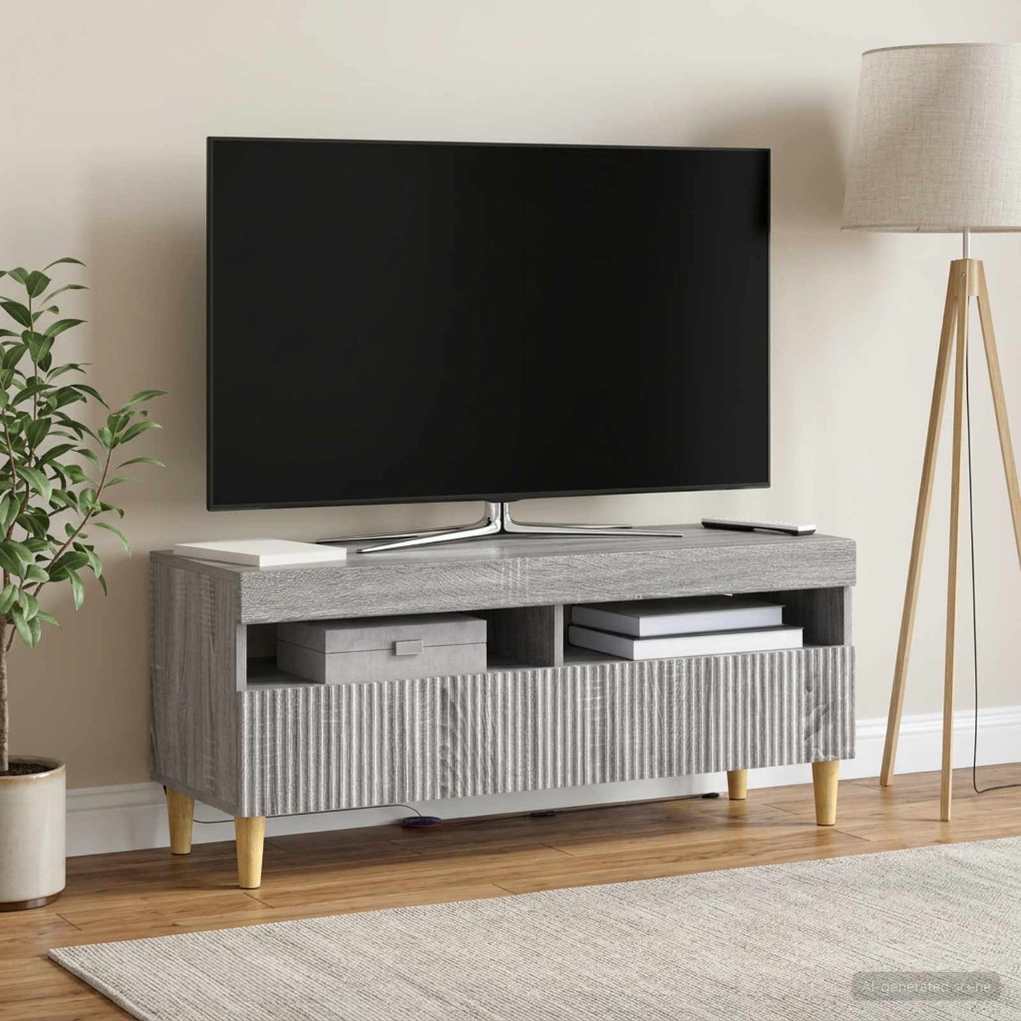 LED TV szekrény Szürke Sonoma Szerelt Fa