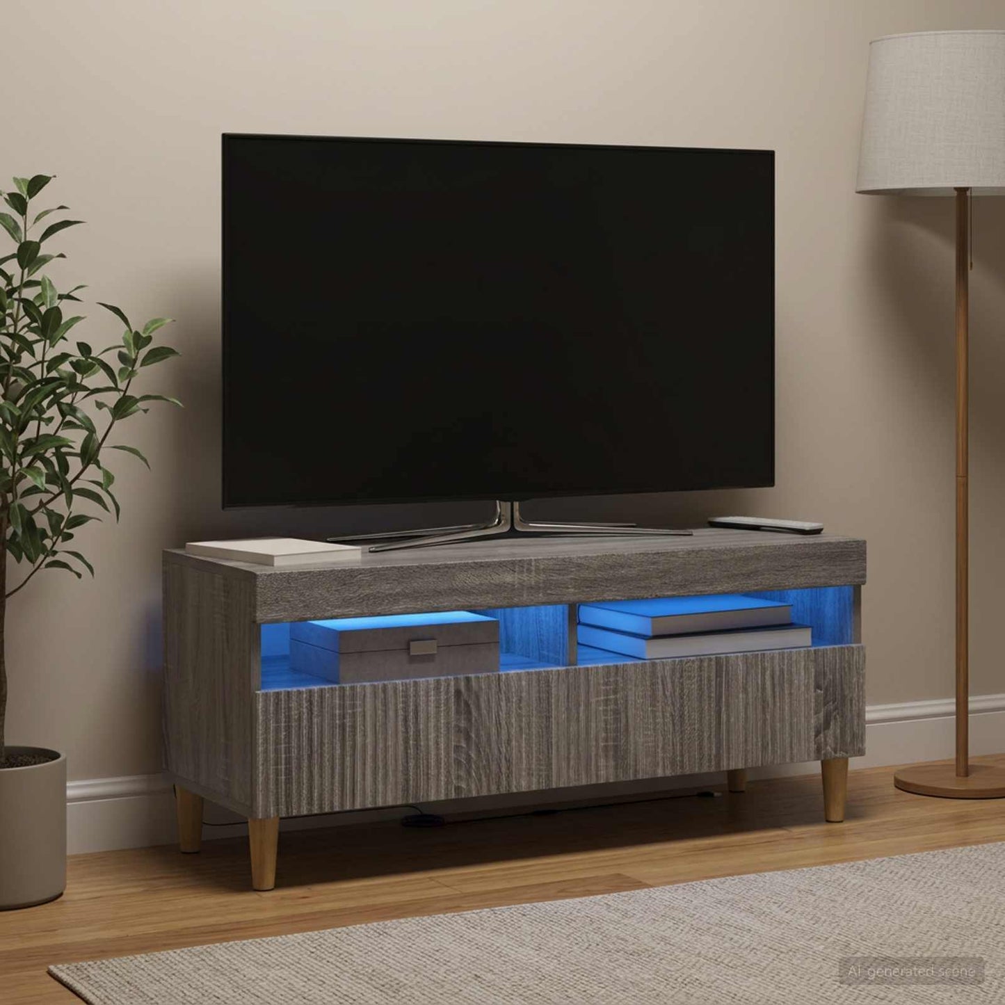 LED TV szekrény Szürke Sonoma Szerelt Fa