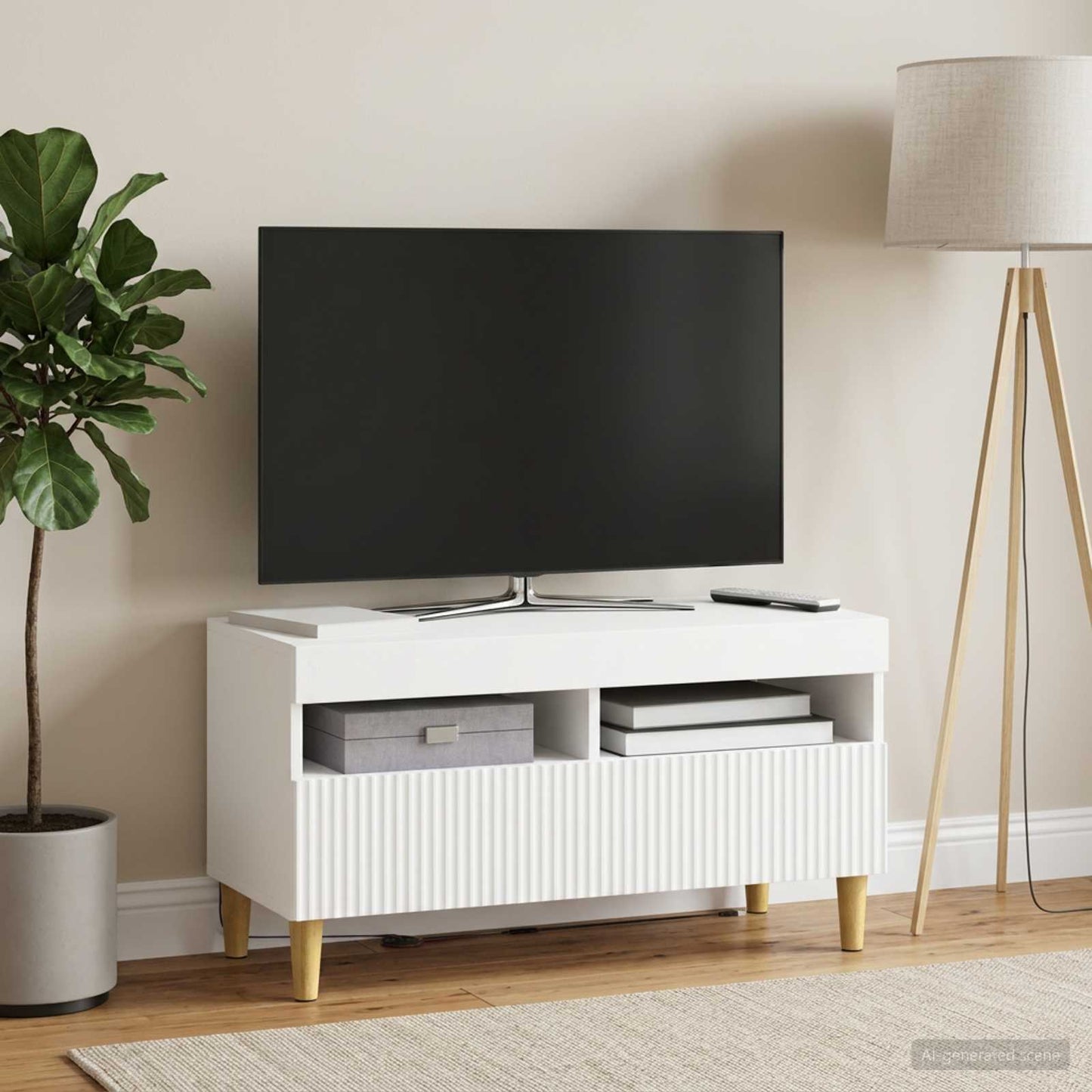 LED TV szekrény Fehér Szerelt Fa