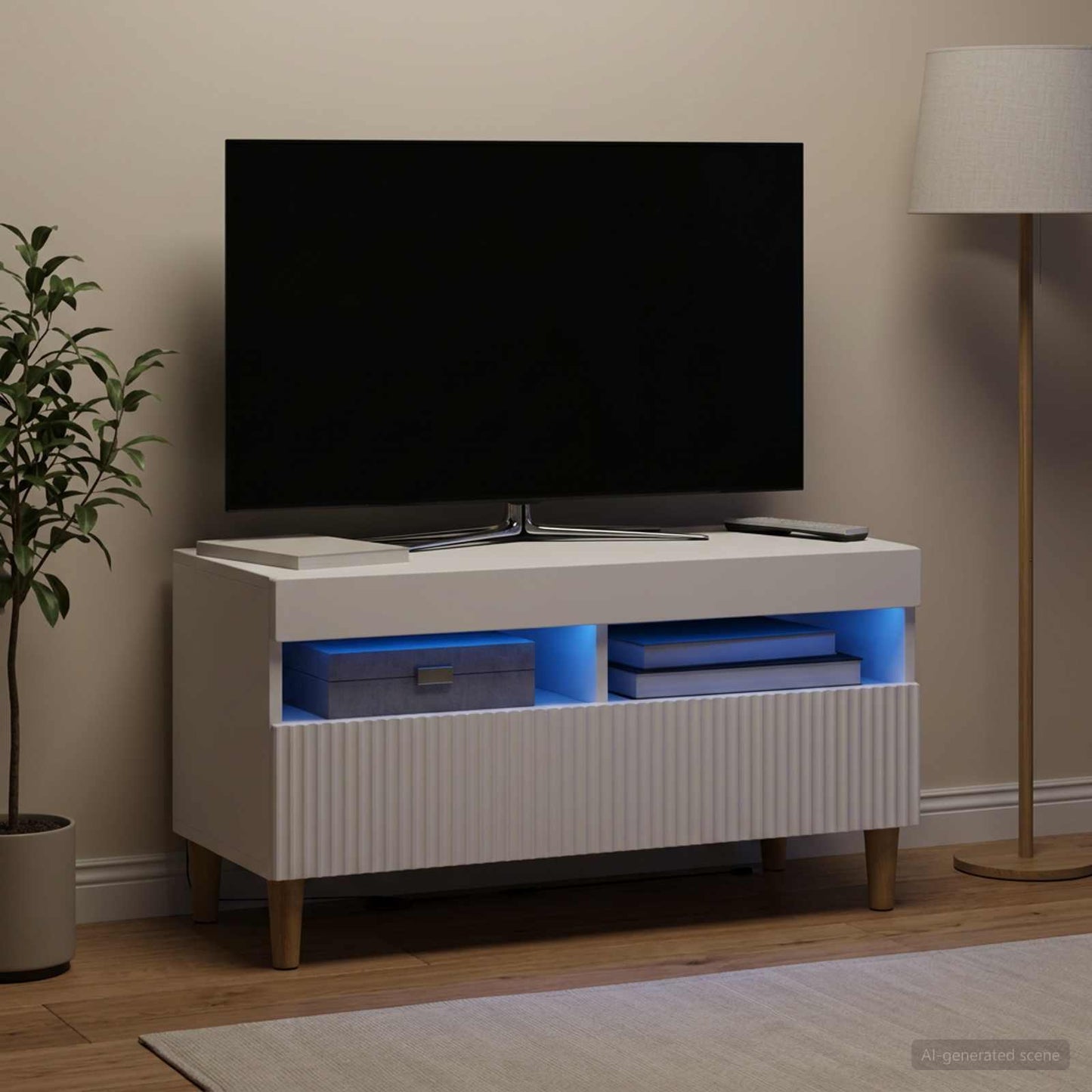LED TV szekrény Fehér Szerelt Fa