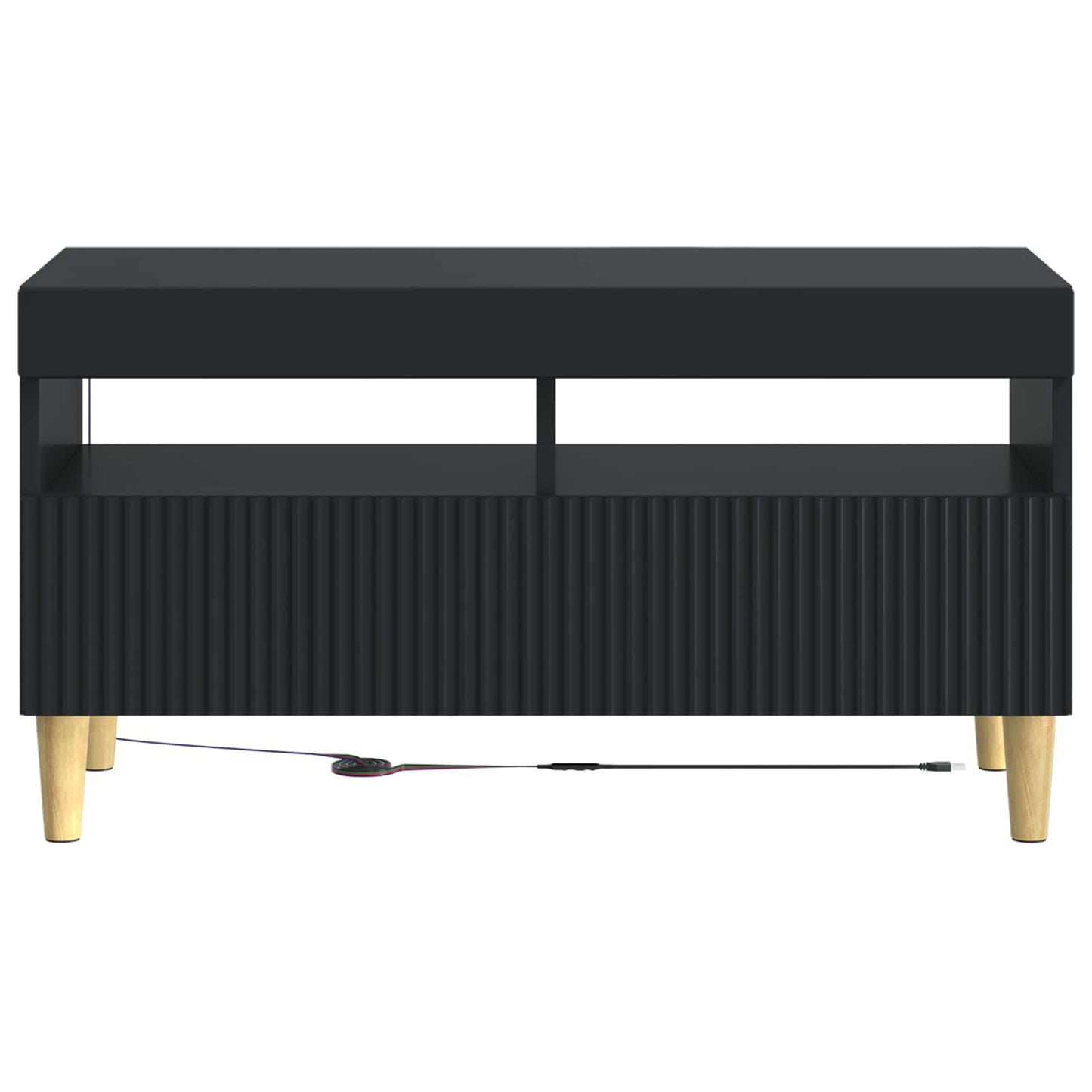 LED TV szekrény Fekete Szerelt Fa