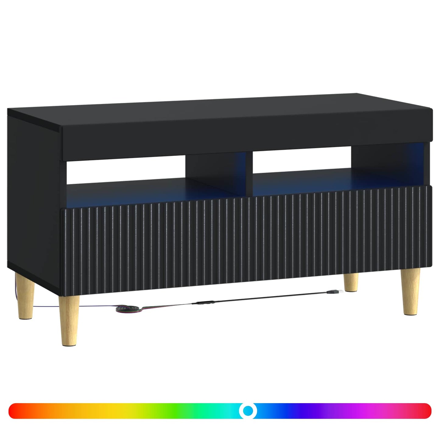 LED TV szekrény Fekete Szerelt Fa