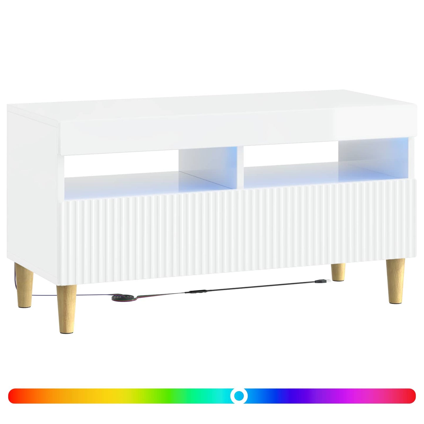 LED TV szekrény Magasfényű Fehér Szerelt Fa