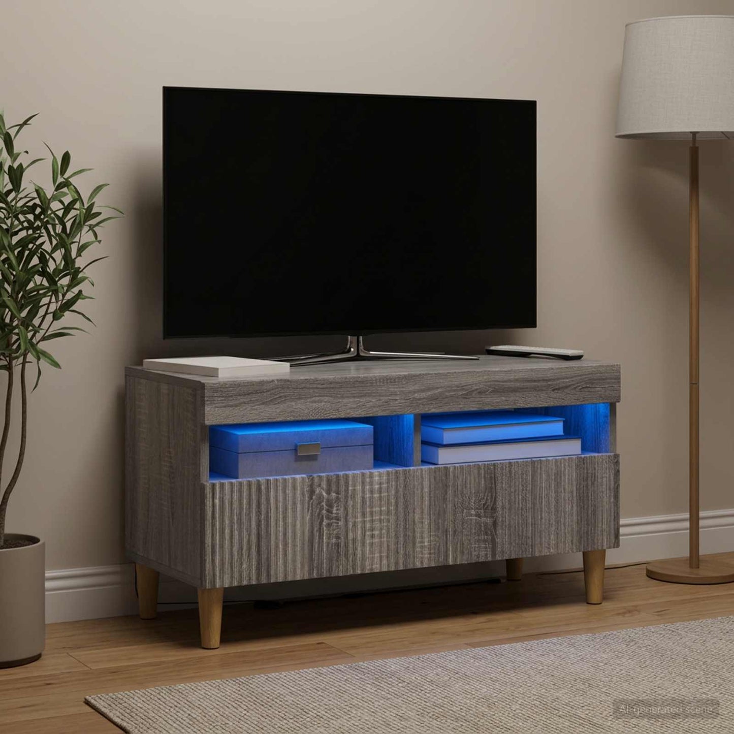 LED TV szekrény Szürke Sonoma Szerelt Fa