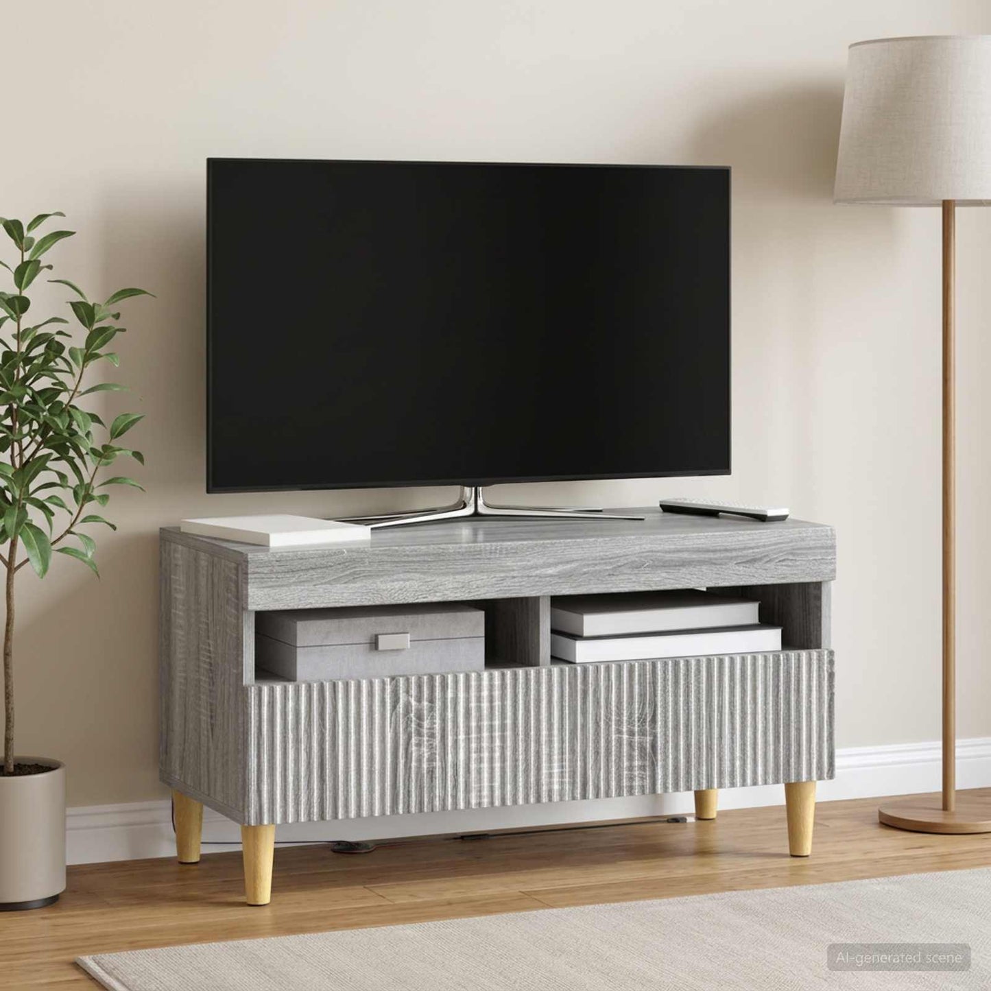 LED TV szekrény Szürke Sonoma Szerelt Fa