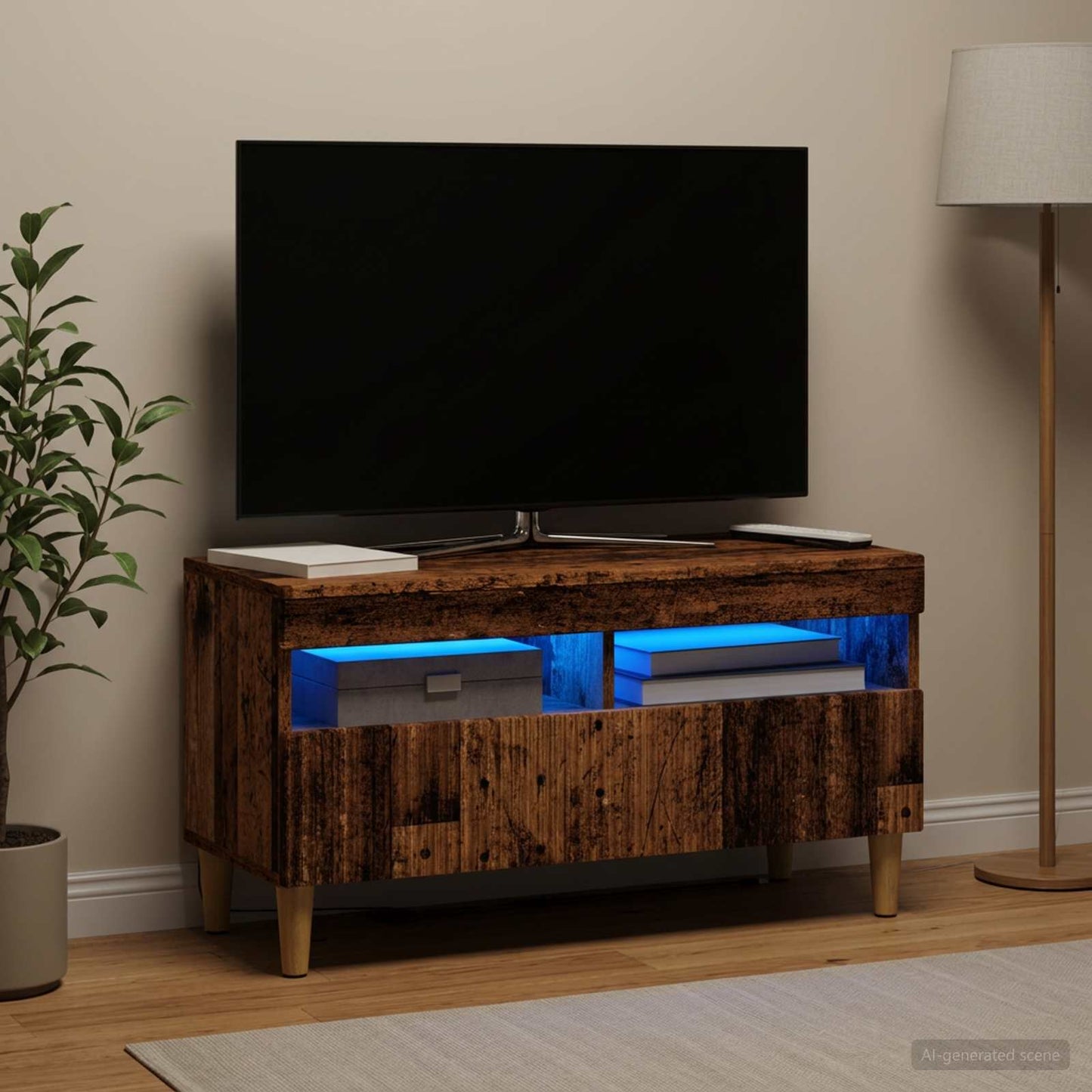 LED TV szekrény Antik Fa Szerelt Fa